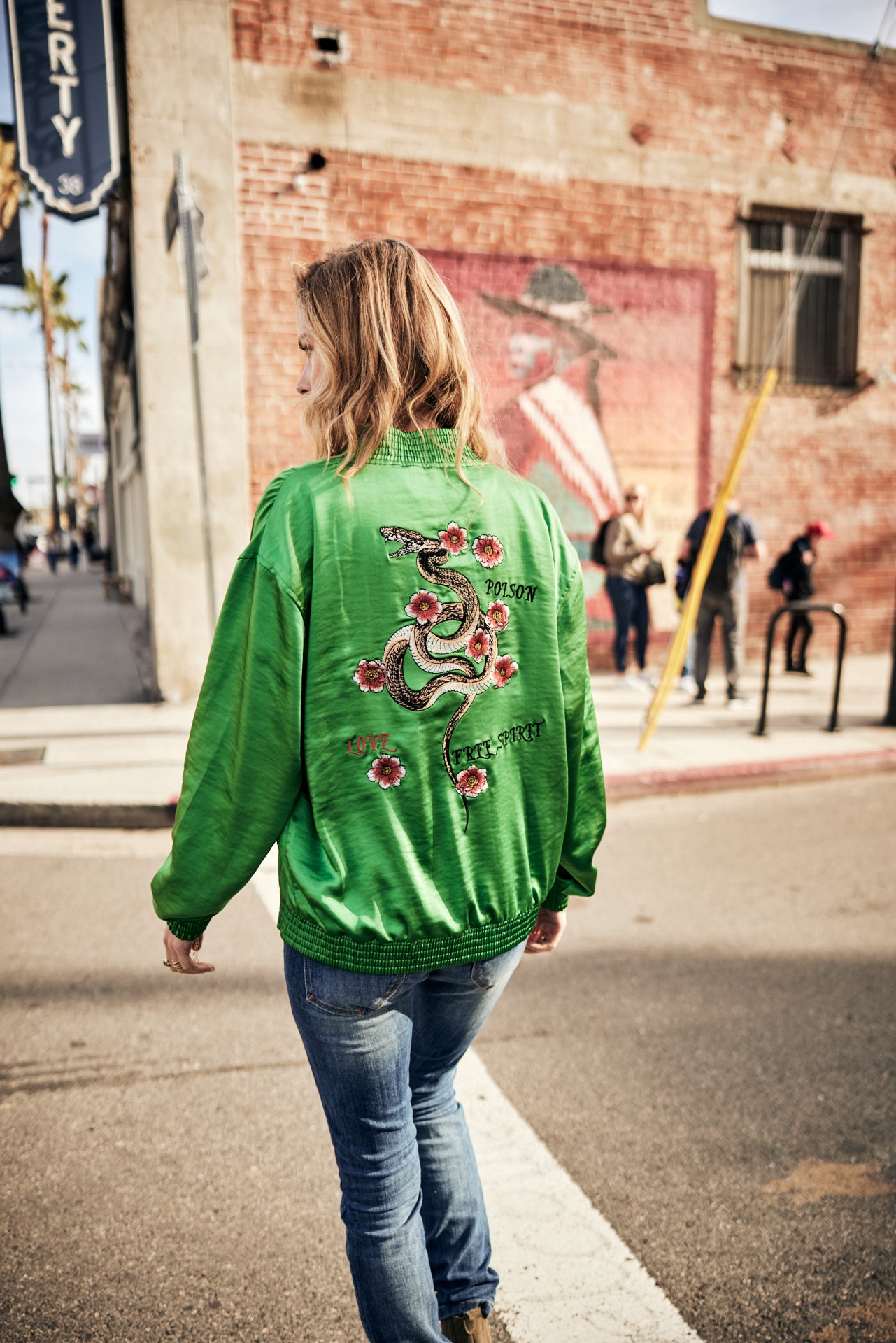 Bomber Femme Troopie Snake medium green | Freeman T. Porter