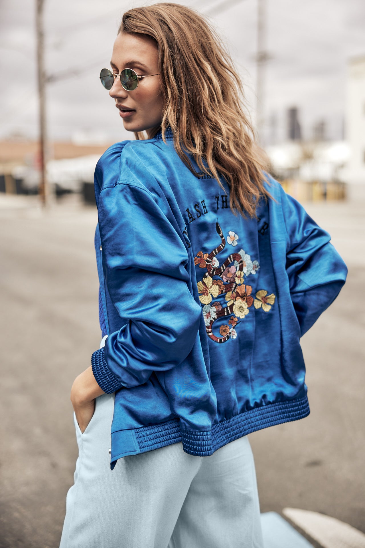 Bomber Femme Troopie Snake electric blue | Freeman T. Porter
