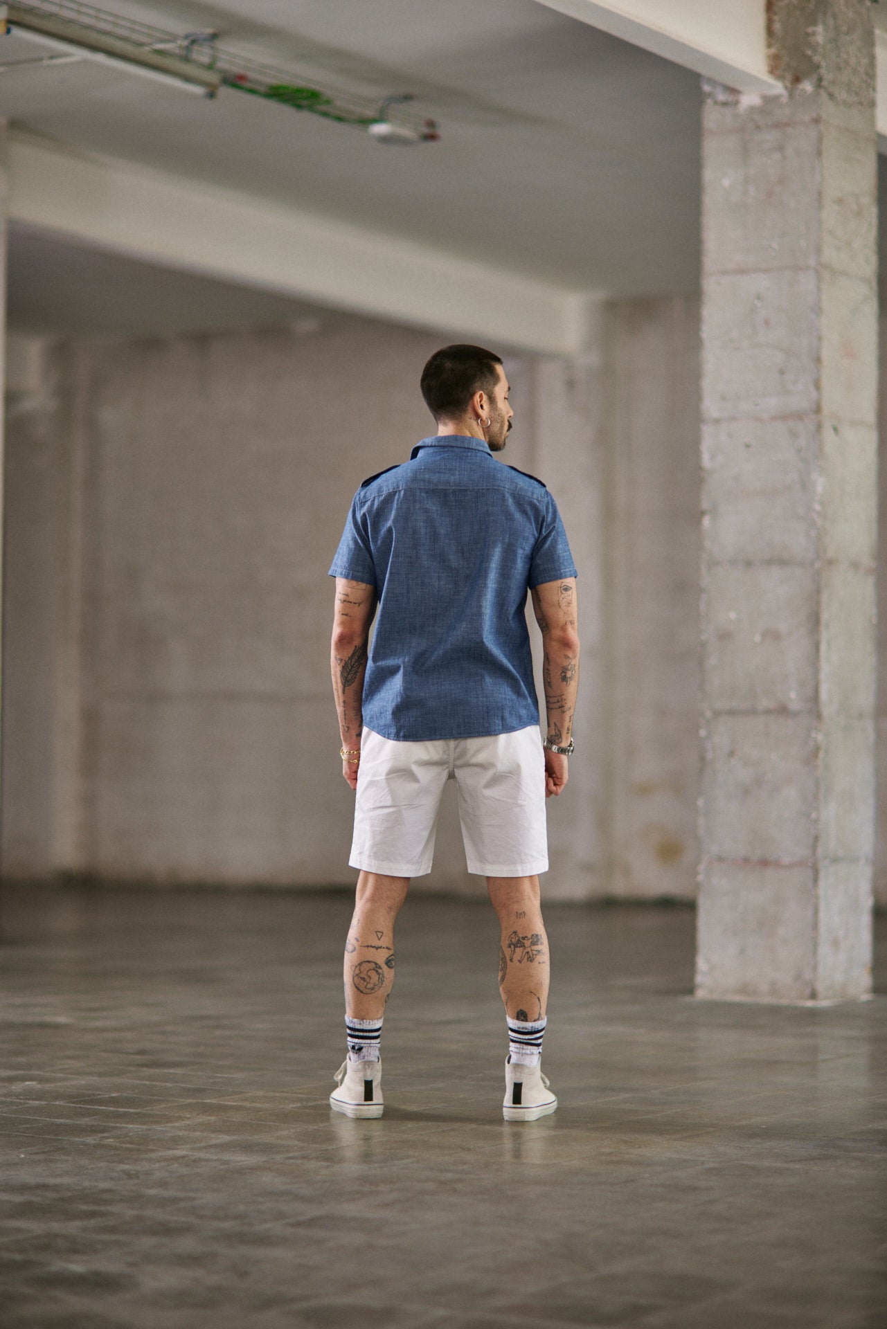 Chemise manches courtes Unisex Glenn Denim shoal ocean | Freeman T. Porter