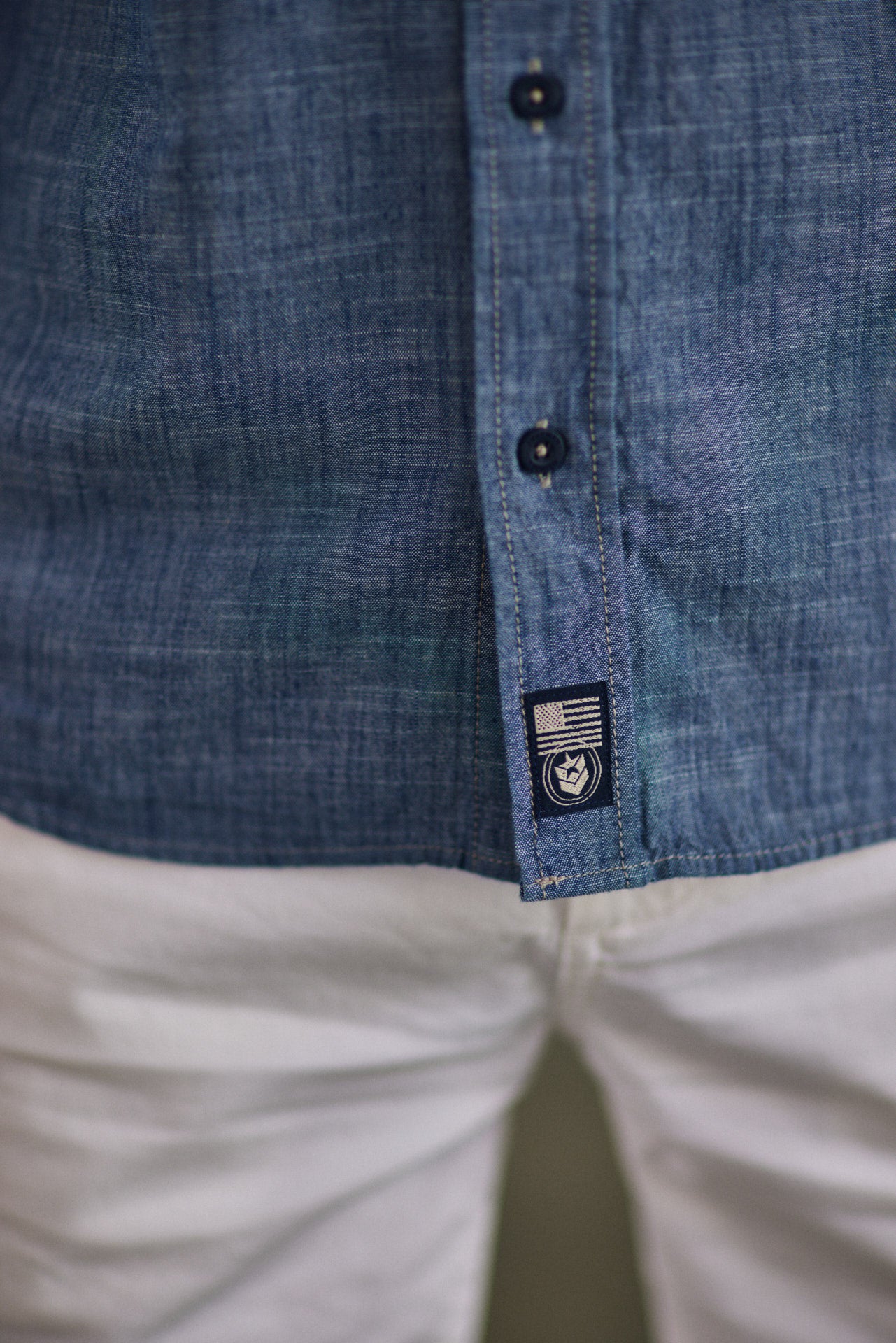 Chemise manches courtes Unisex Glenn Denim shoal ocean | Freeman T. Porter