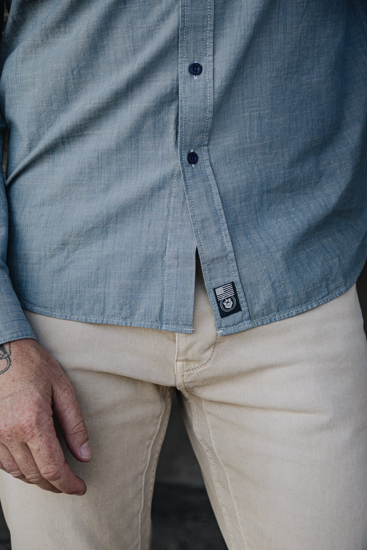 Chemise manches courtes Unisex Glenn ML Denim shoal dirty | Freeman T. Porter