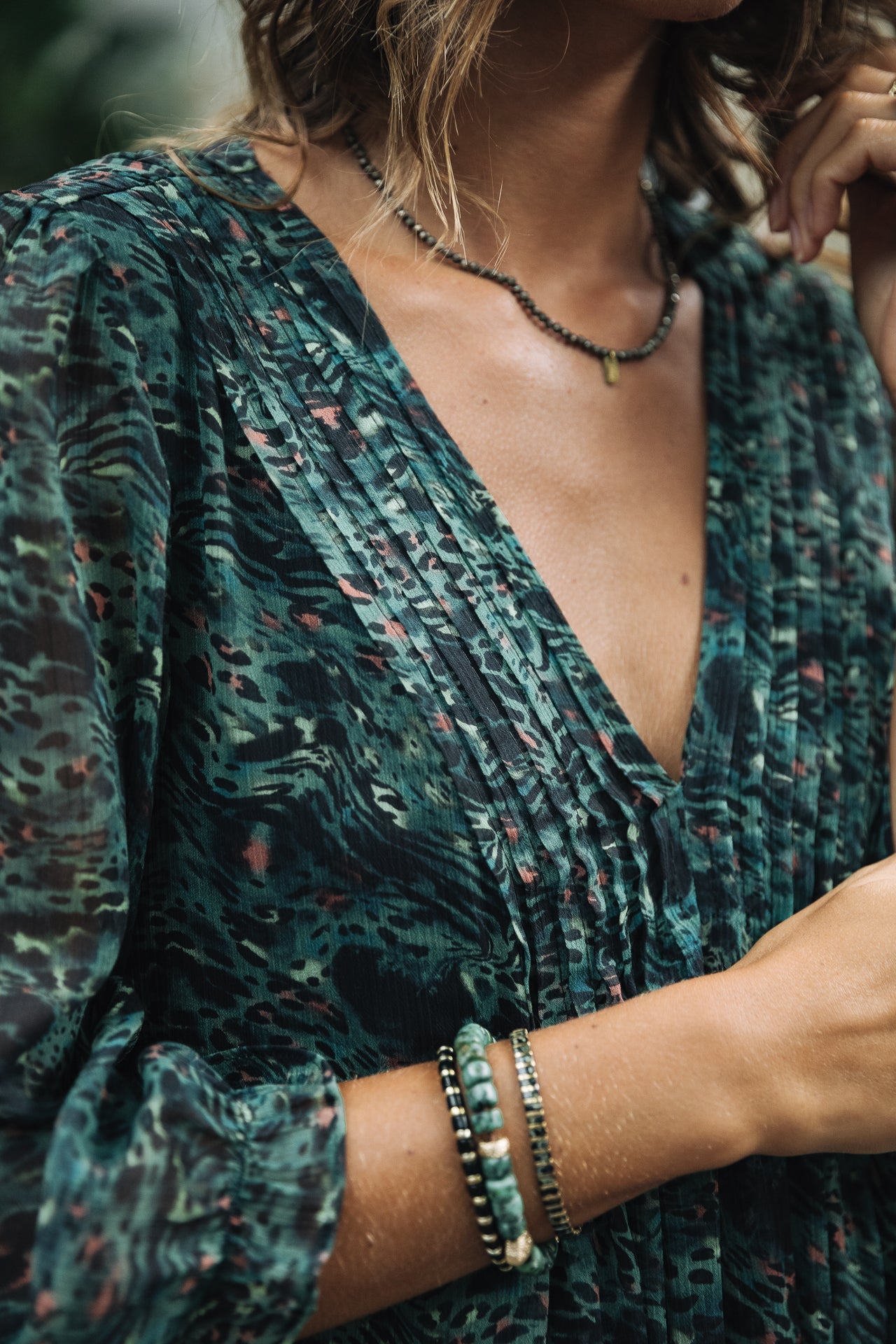 Robe courte ample Femme Juna Hybrid deep jungle | Freeman T. Porter
