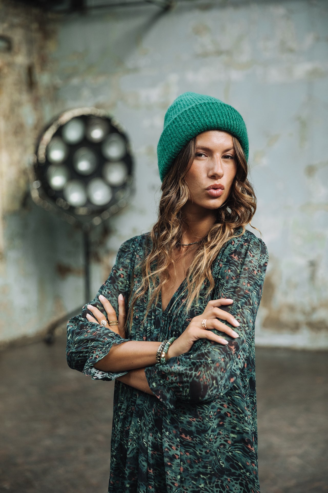 Robe courte ample Femme Juna Hybrid deep jungle | Freeman T. Porter