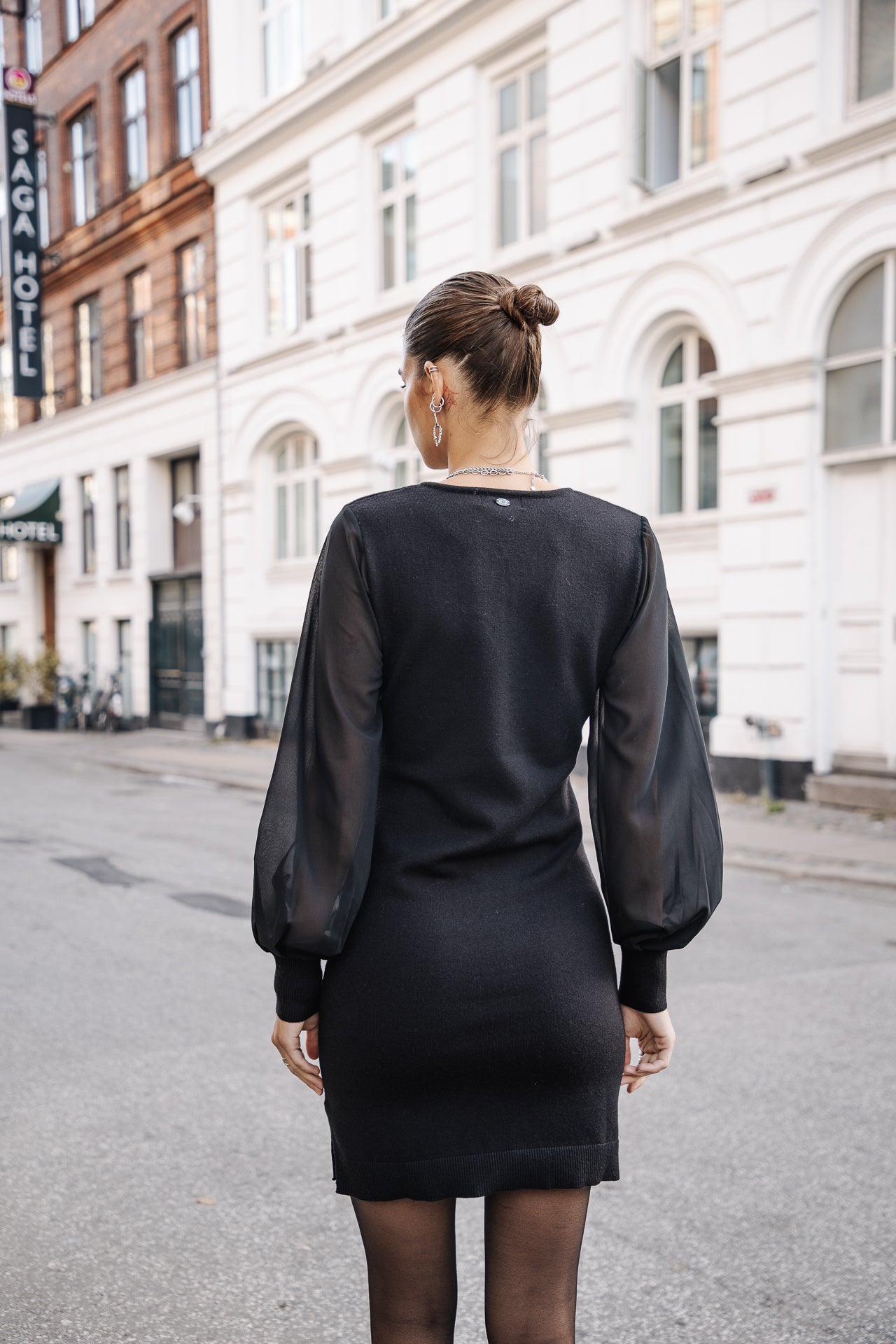 Robe manches en voile Femme Rosaland Plain Color black | Freeman T. Porter