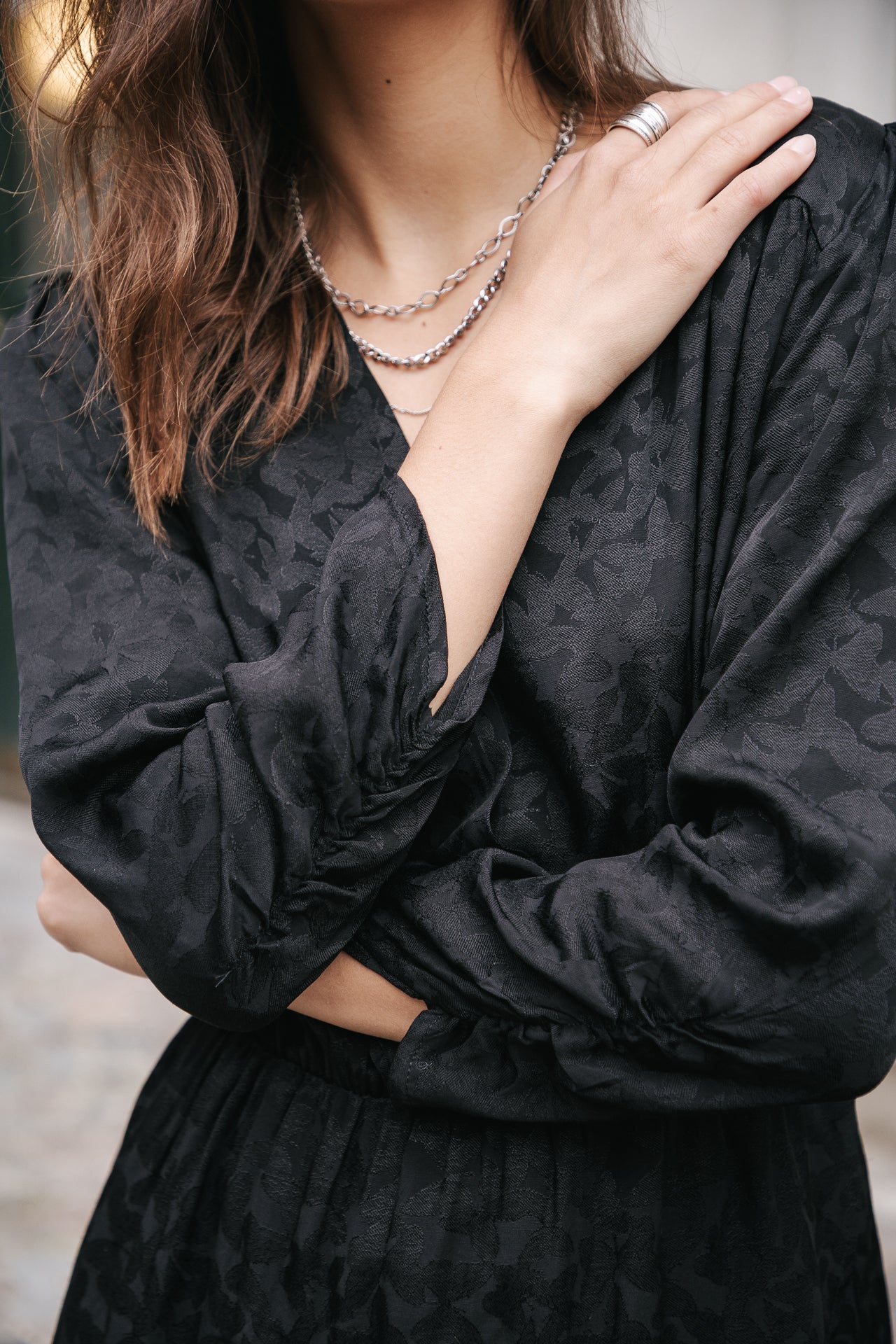 Robe porte-feuille Frau Zita Jacquard black | Freeman T. Porter