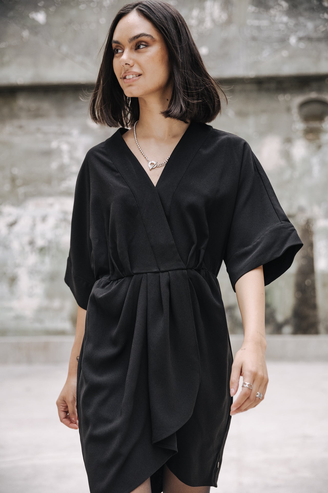 Robe courte kimono Femme Roza Plain Color black | Freeman T. Porter