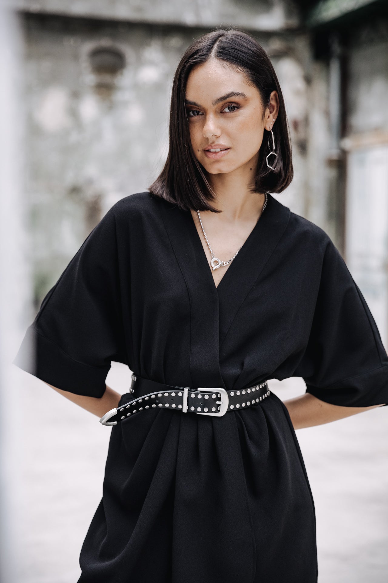 Robe courte kimono Femme Roza Plain Color black | Freeman T. Porter