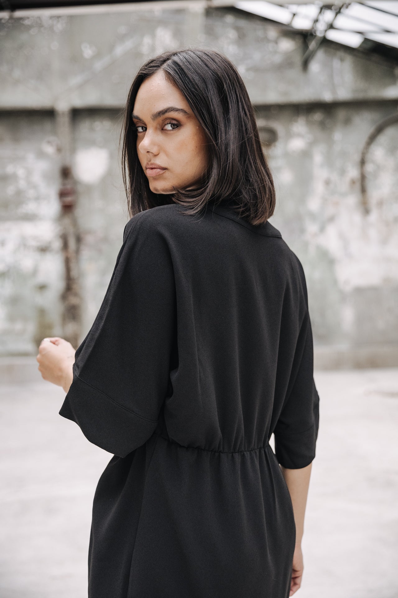 Robe courte kimono Femme Roza Plain Color black | Freeman T. Porter