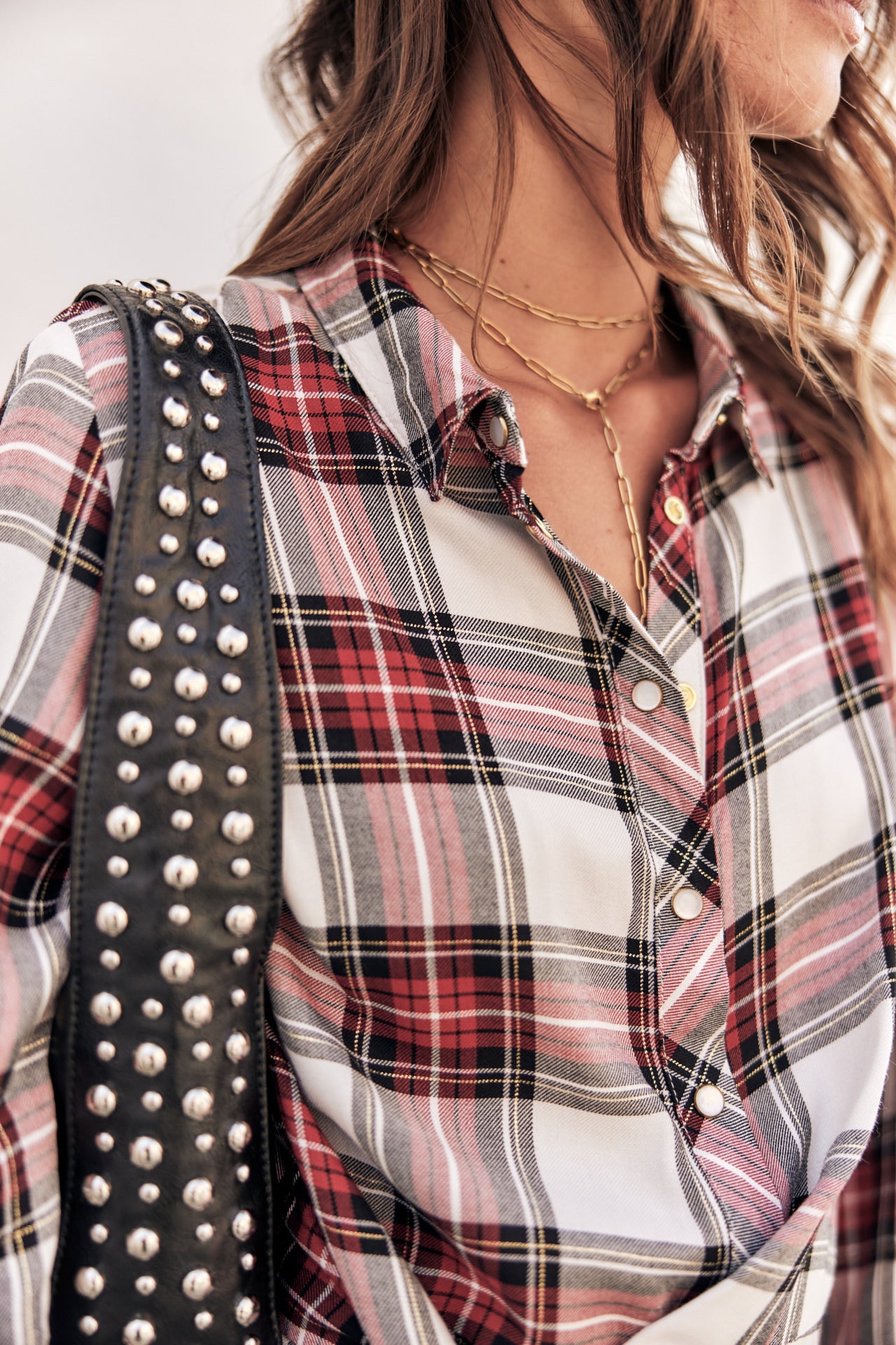 Robe chemise Frau Relly Plaid white | Freeman T. Porter