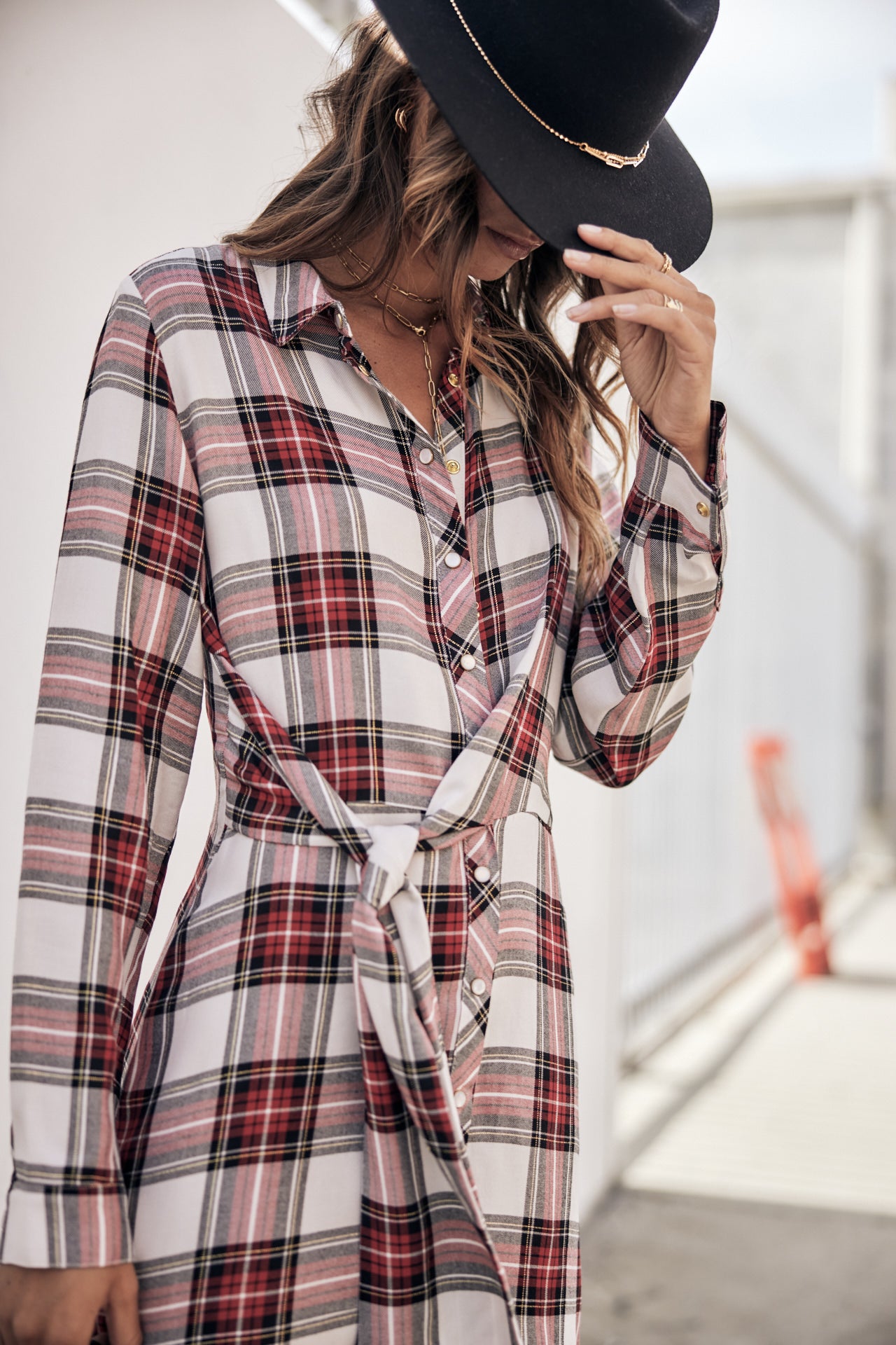 Robe chemise Frau Relly Plaid white | Freeman T. Porter