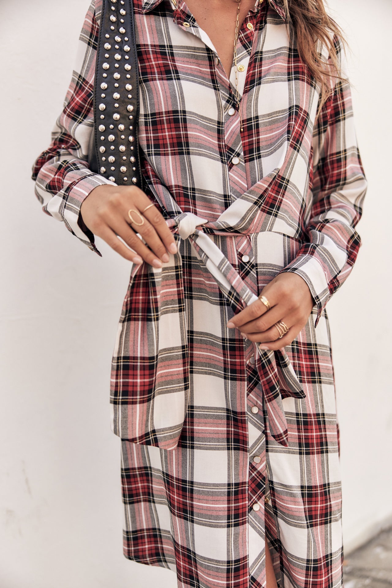 Robe chemise Frau Relly Plaid white | Freeman T. Porter