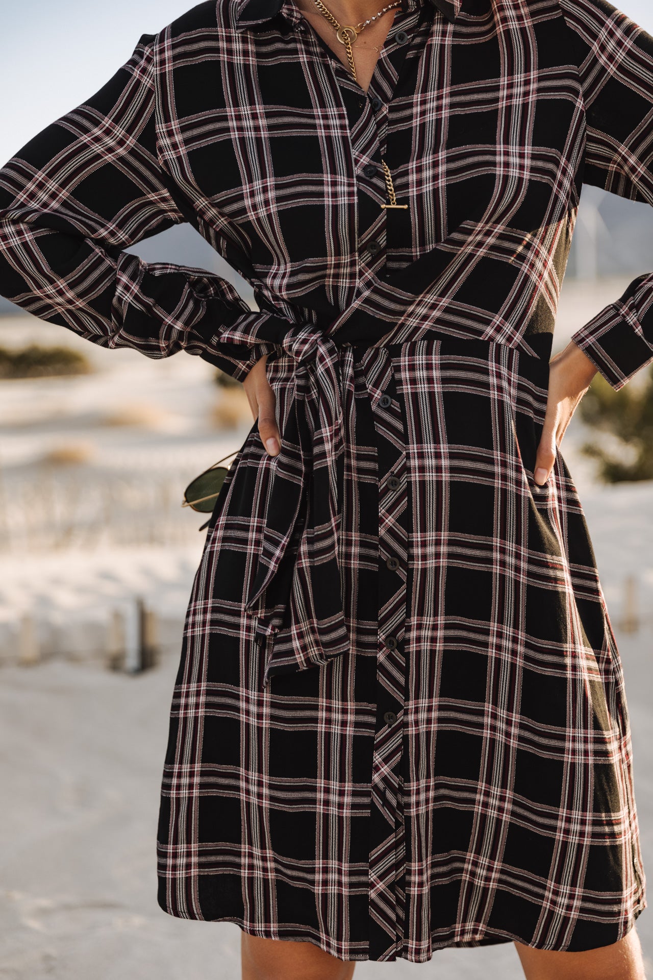 Robe chemise Frau Relly Plaid black | Freeman T. Porter