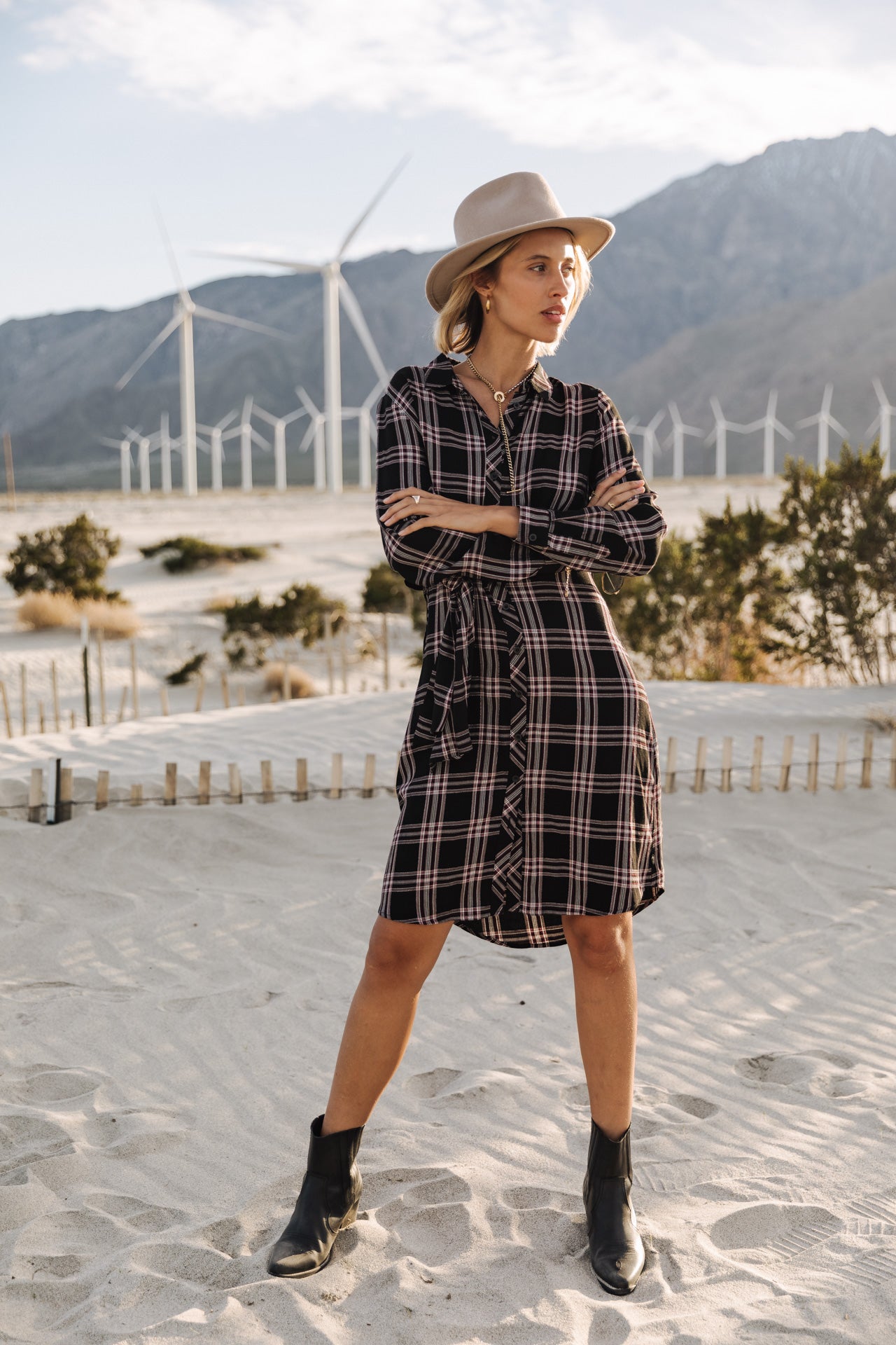 Robe chemise Frau Relly Plaid black | Freeman T. Porter