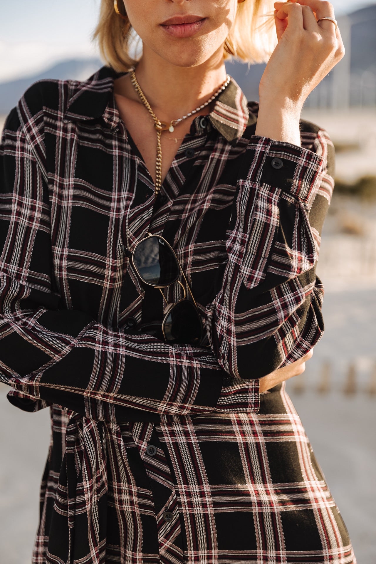 Robe chemise Frau Relly Plaid black | Freeman T. Porter