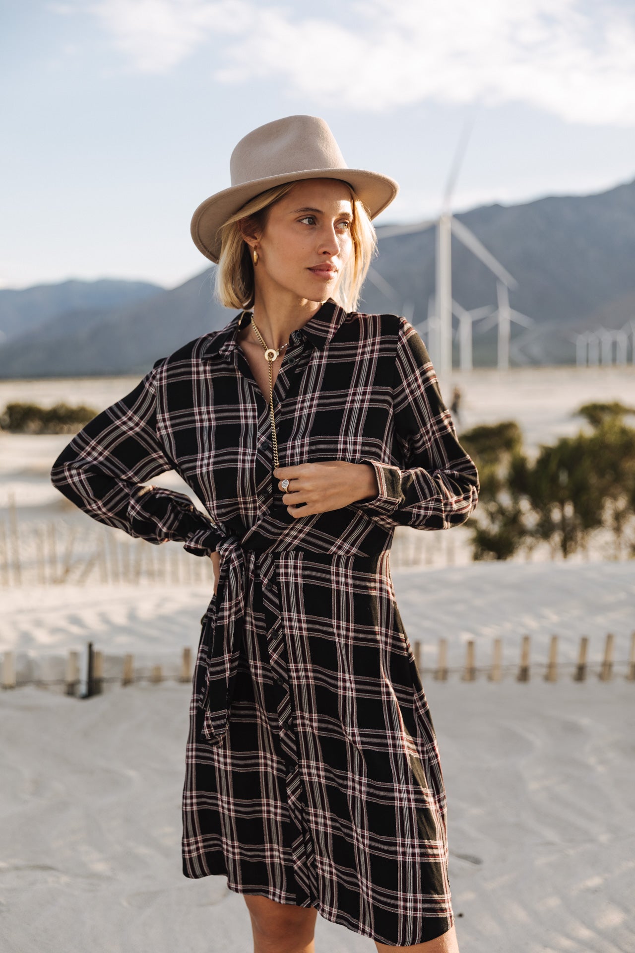 Robe chemise Frau Relly Plaid black | Freeman T. Porter