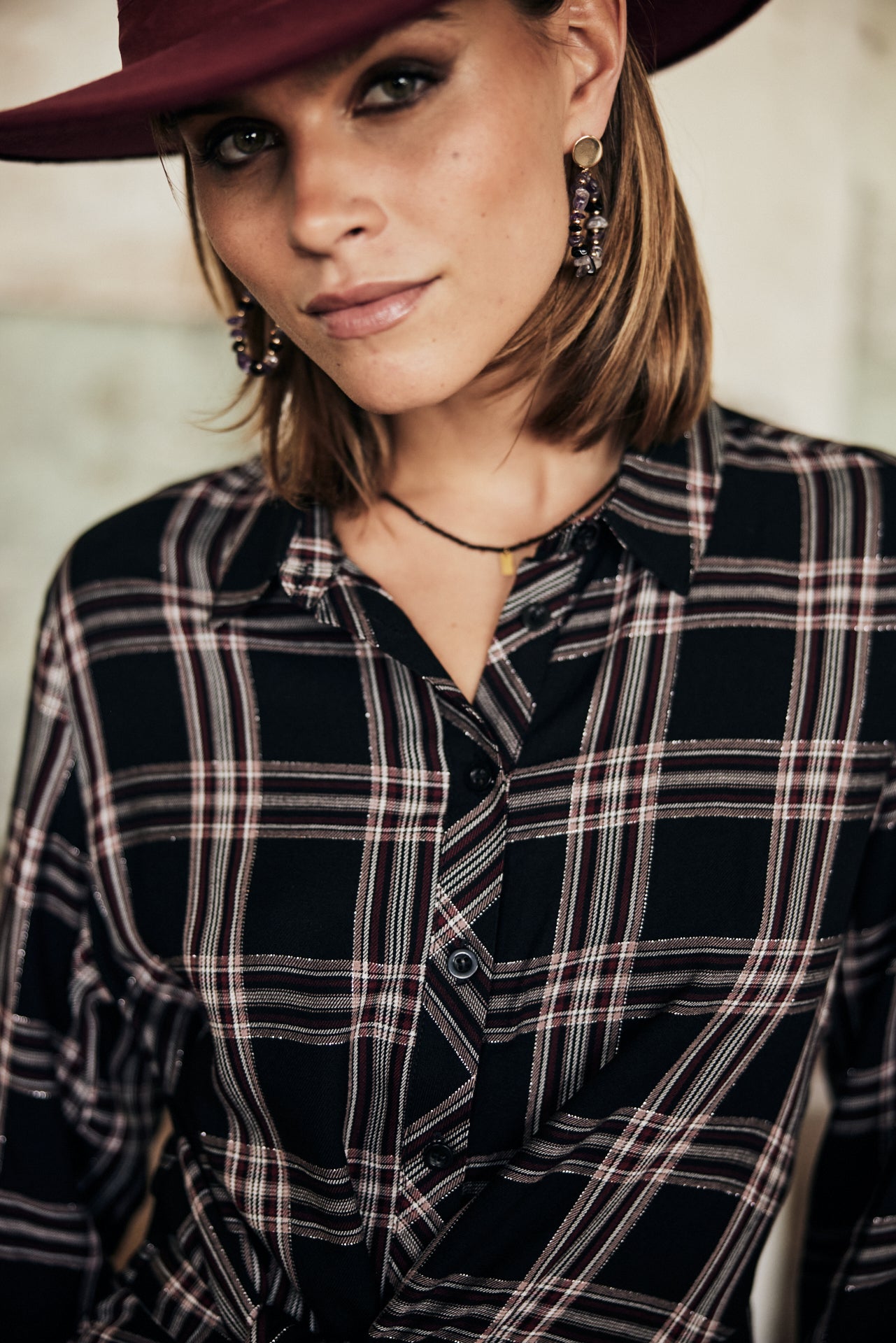 Robe chemise Frau Relly Plaid black | Freeman T. Porter