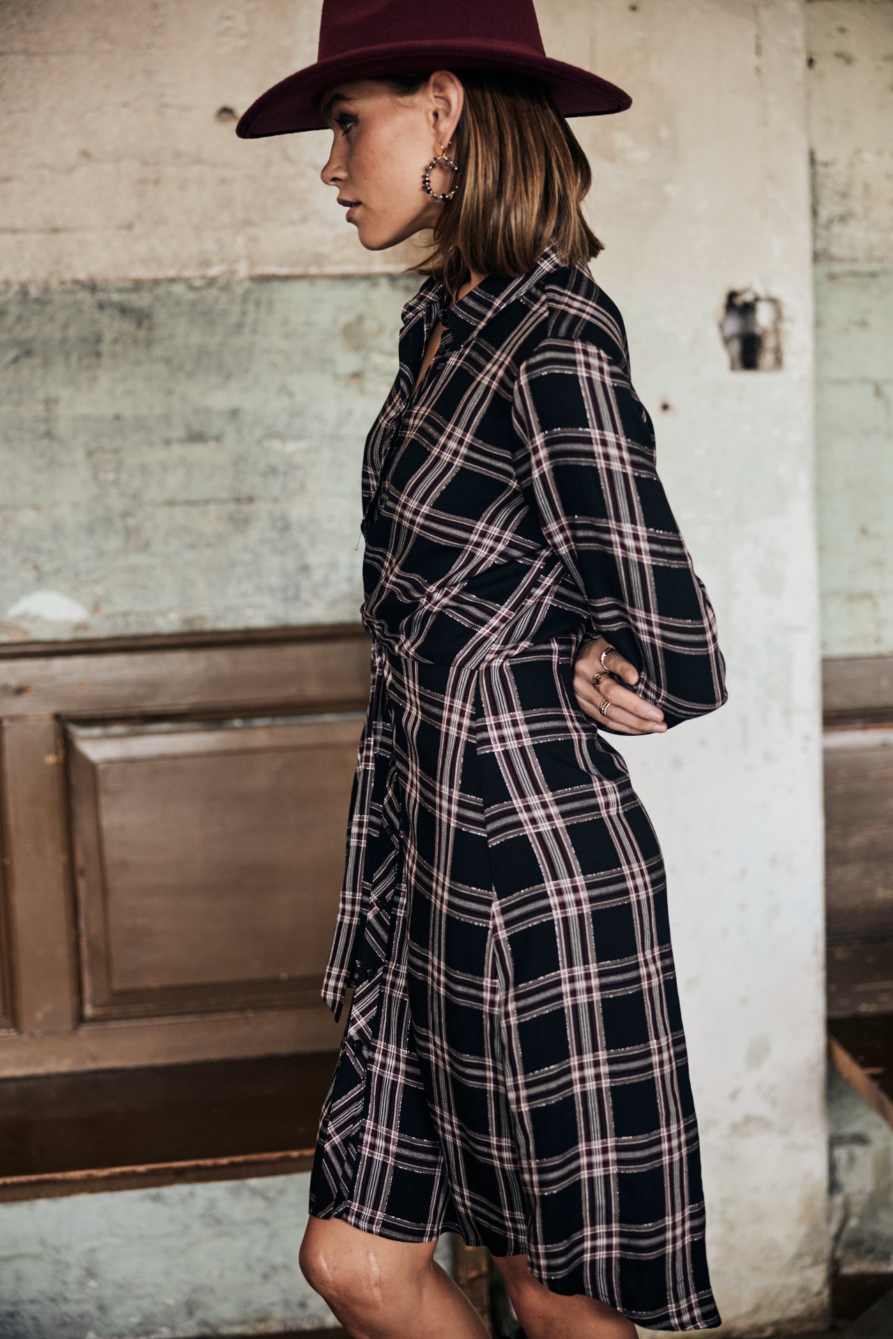 Robe chemise Frau Relly Plaid black | Freeman T. Porter