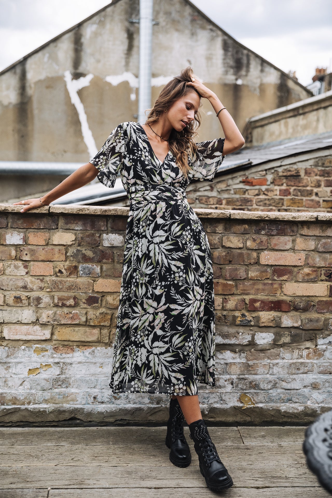 Robe longue Frau Ravena Wildflowers black | Freeman T. Porter