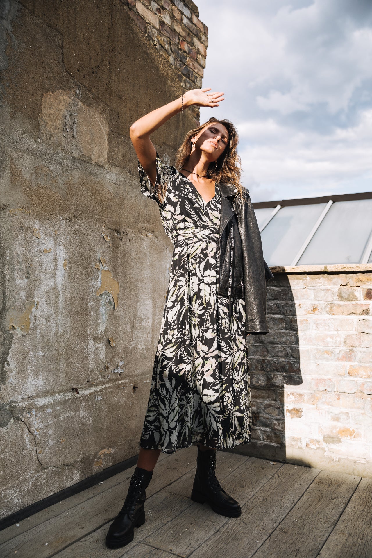 Robe longue Frau Ravena Wildflowers black | Freeman T. Porter