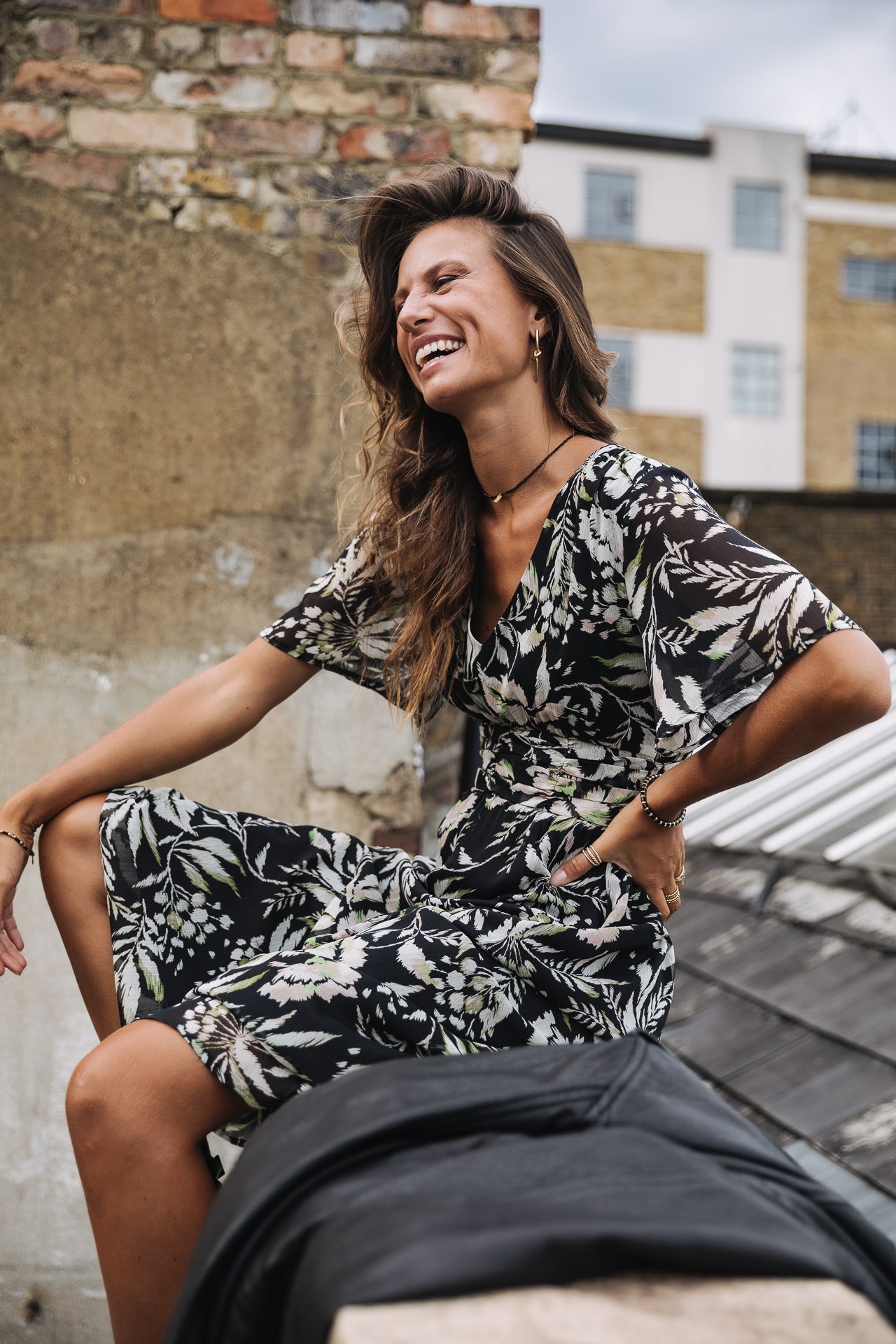 Robe longue Frau Ravena Wildflowers black | Freeman T. Porter