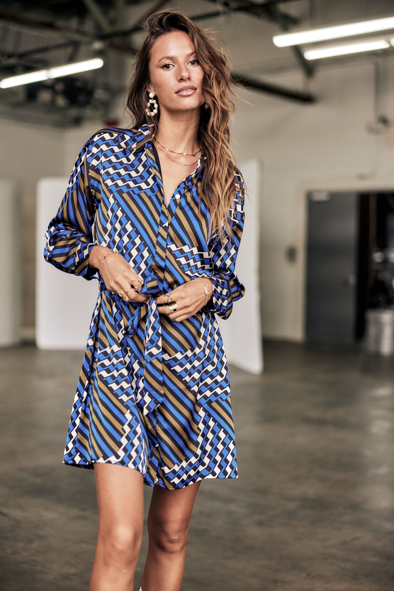Robe chemise Femme Rawen Zag electric blue | Freeman T. Porter