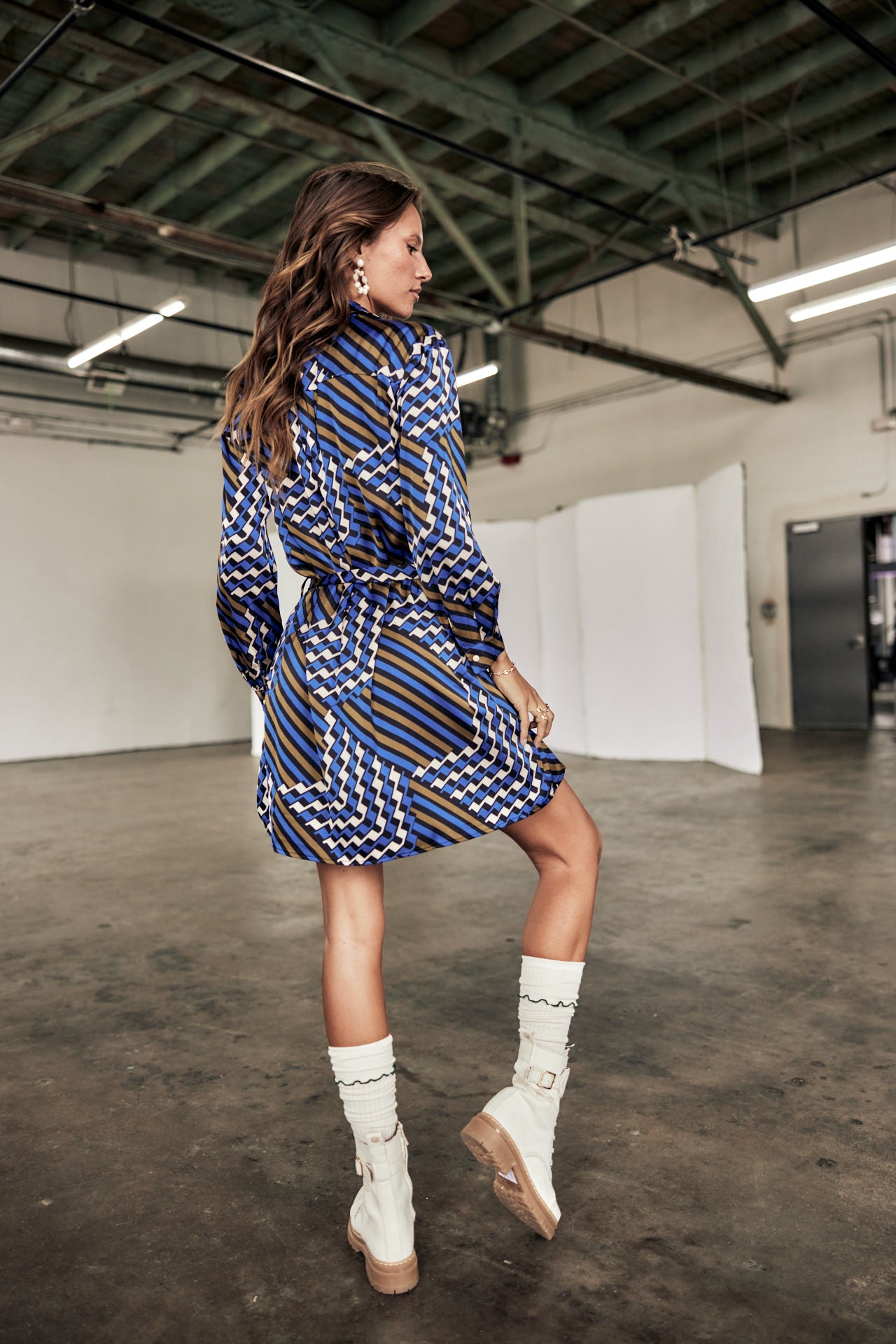 Robe chemise Femme Rawen Zag electric blue | Freeman T. Porter