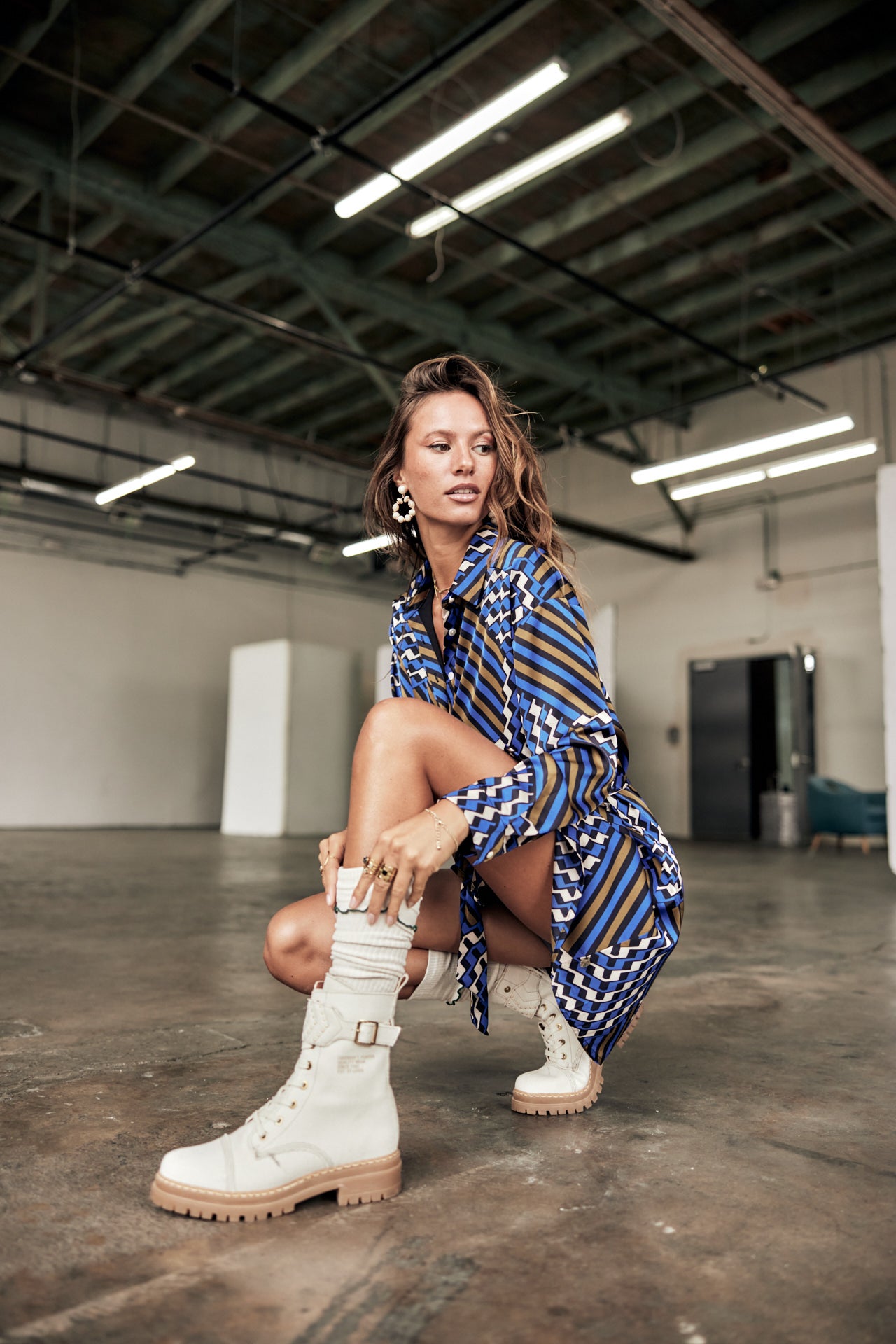 Robe chemise Femme Rawen Zag electric blue | Freeman T. Porter