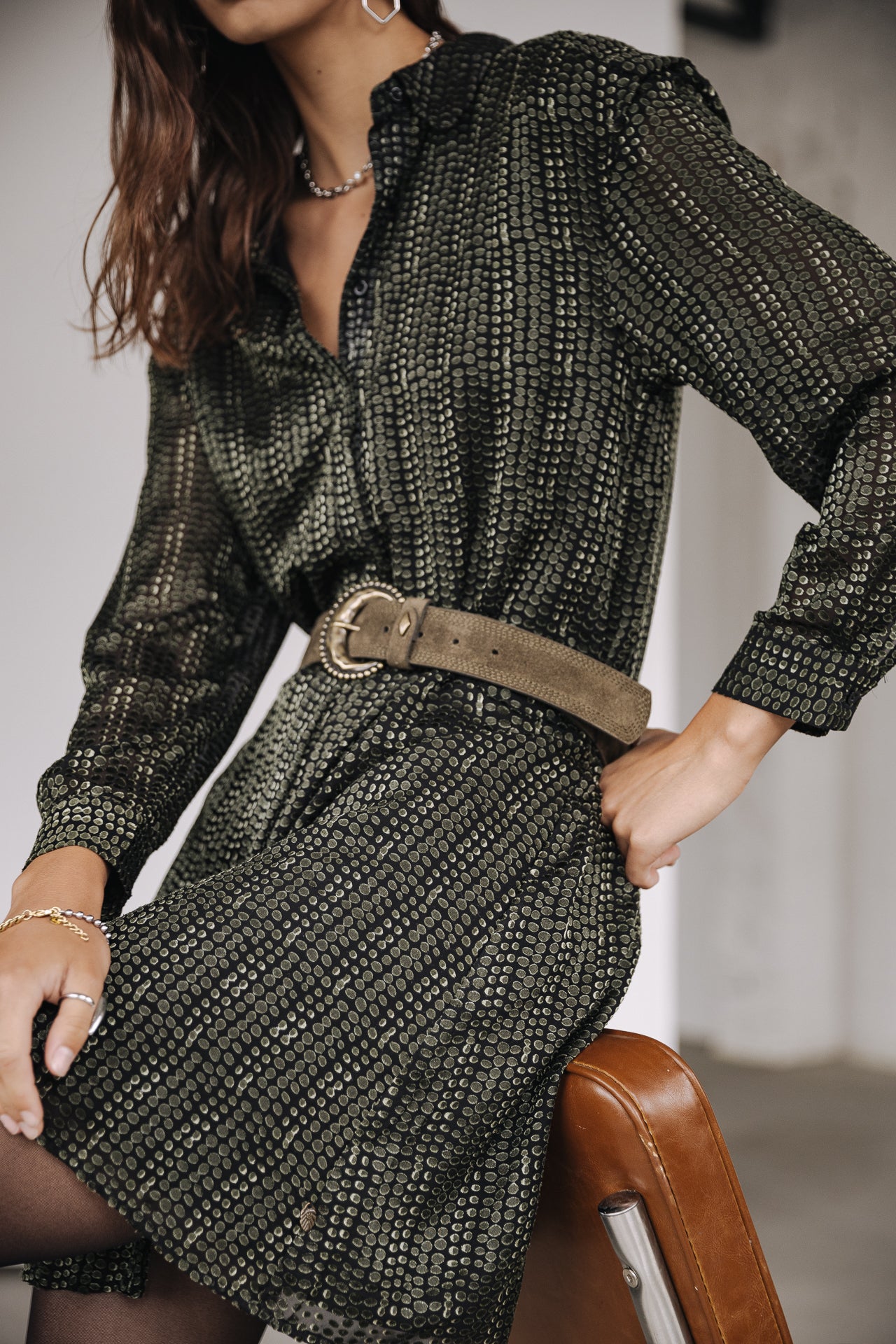 Robe chemise Frau Rawen Écaille black | Freeman T. Porter