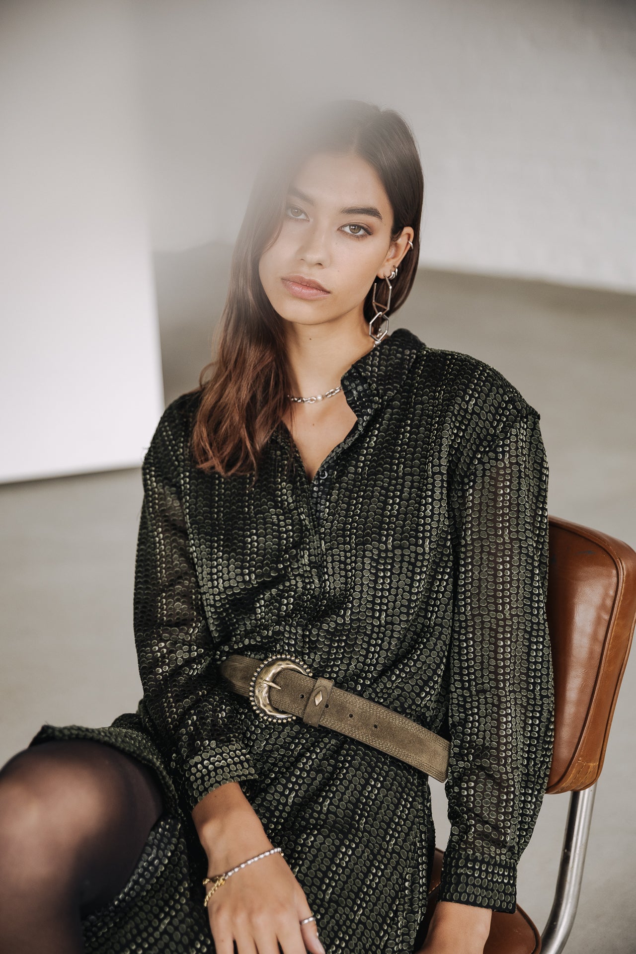 Robe chemise Frau Rawen Écaille black | Freeman T. Porter
