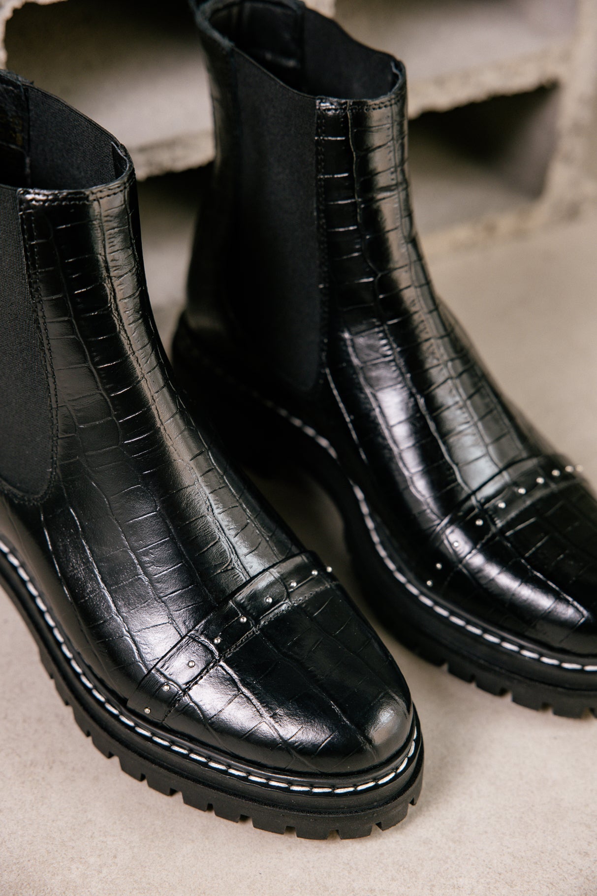 Boots Femme Verena Croco black | Freeman T. Porter