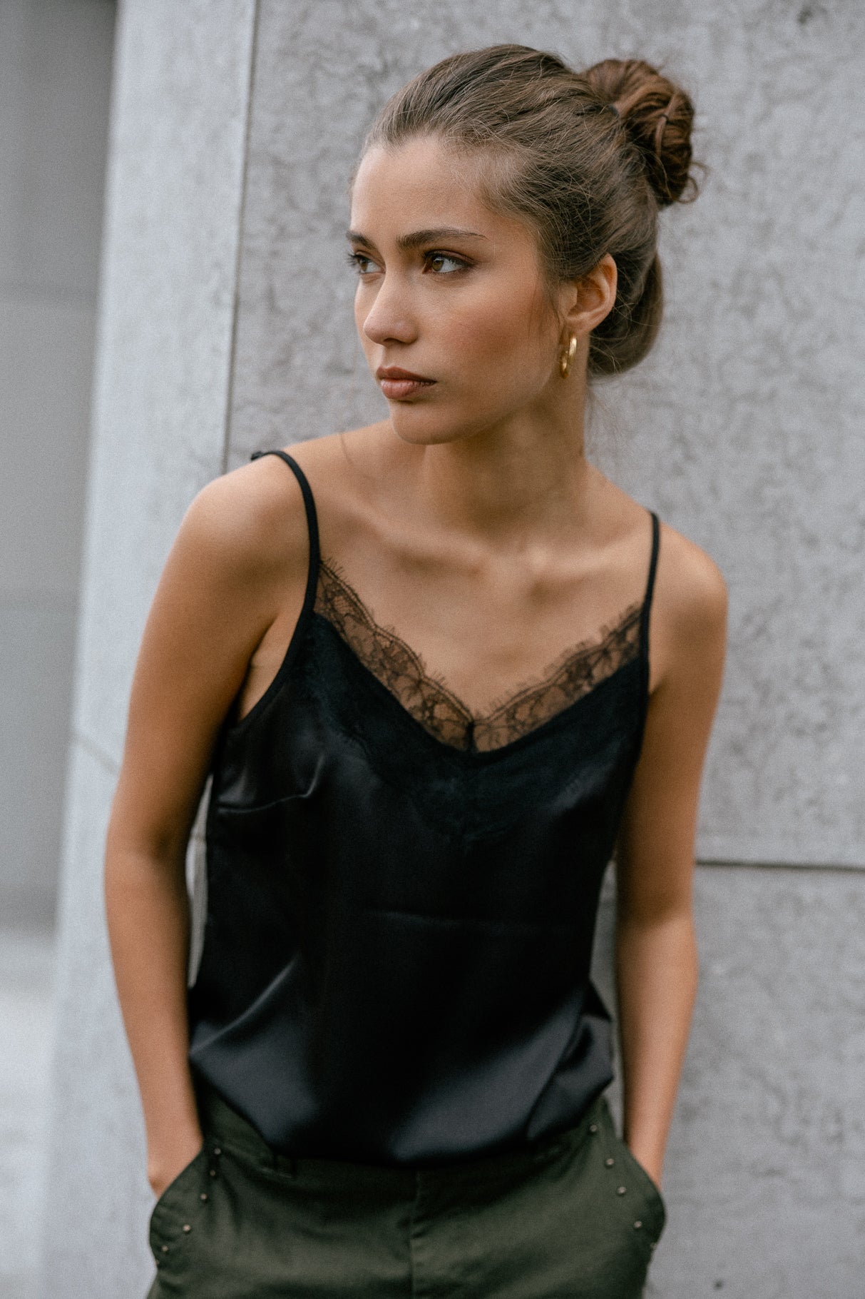 Top nuisette Femme Thylia Lace Fabric Mix black | Freeman T. Porter