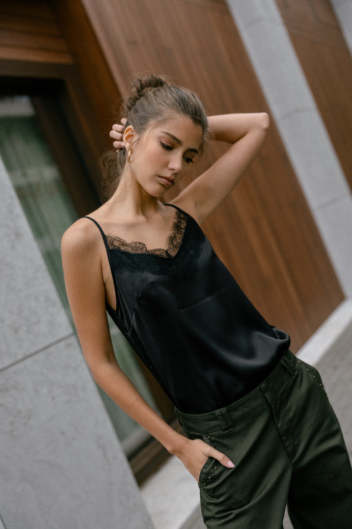 Nightie top Woman Thylia Lace Fabric Mix black | Freeman T. Porter