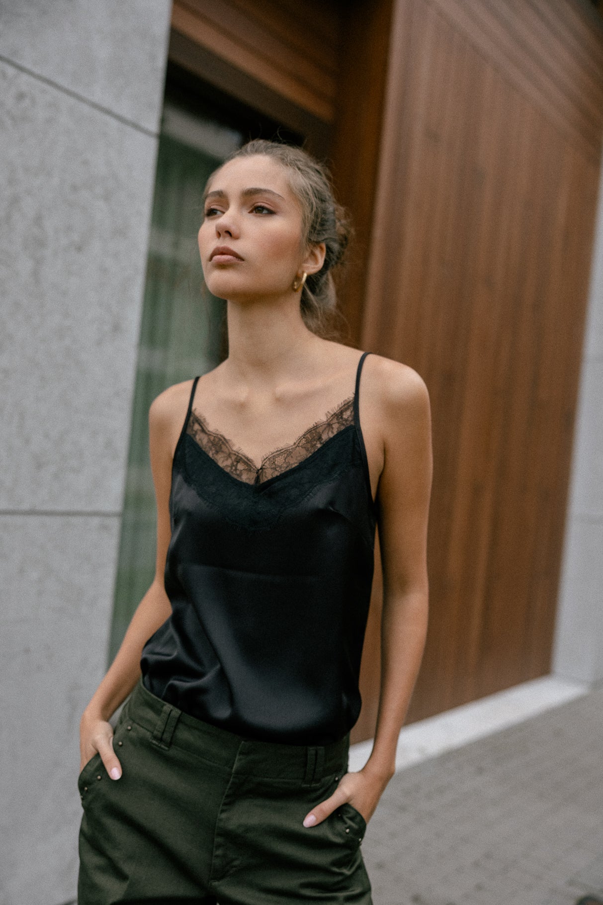 Nightie top Woman Thylia Lace Fabric Mix black | Freeman T. Porter