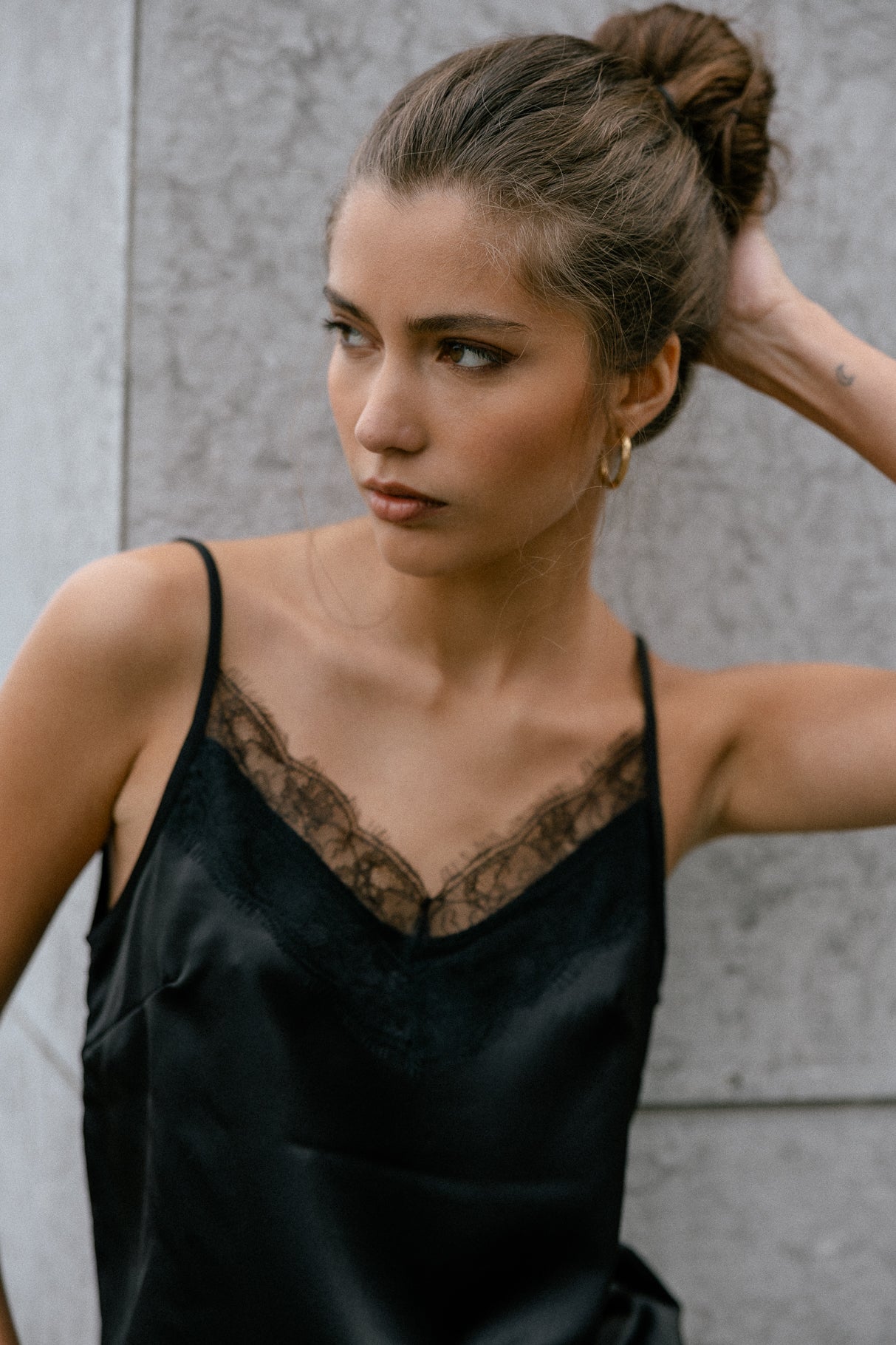 Nightie top Woman Thylia Lace Fabric Mix black | Freeman T. Porter