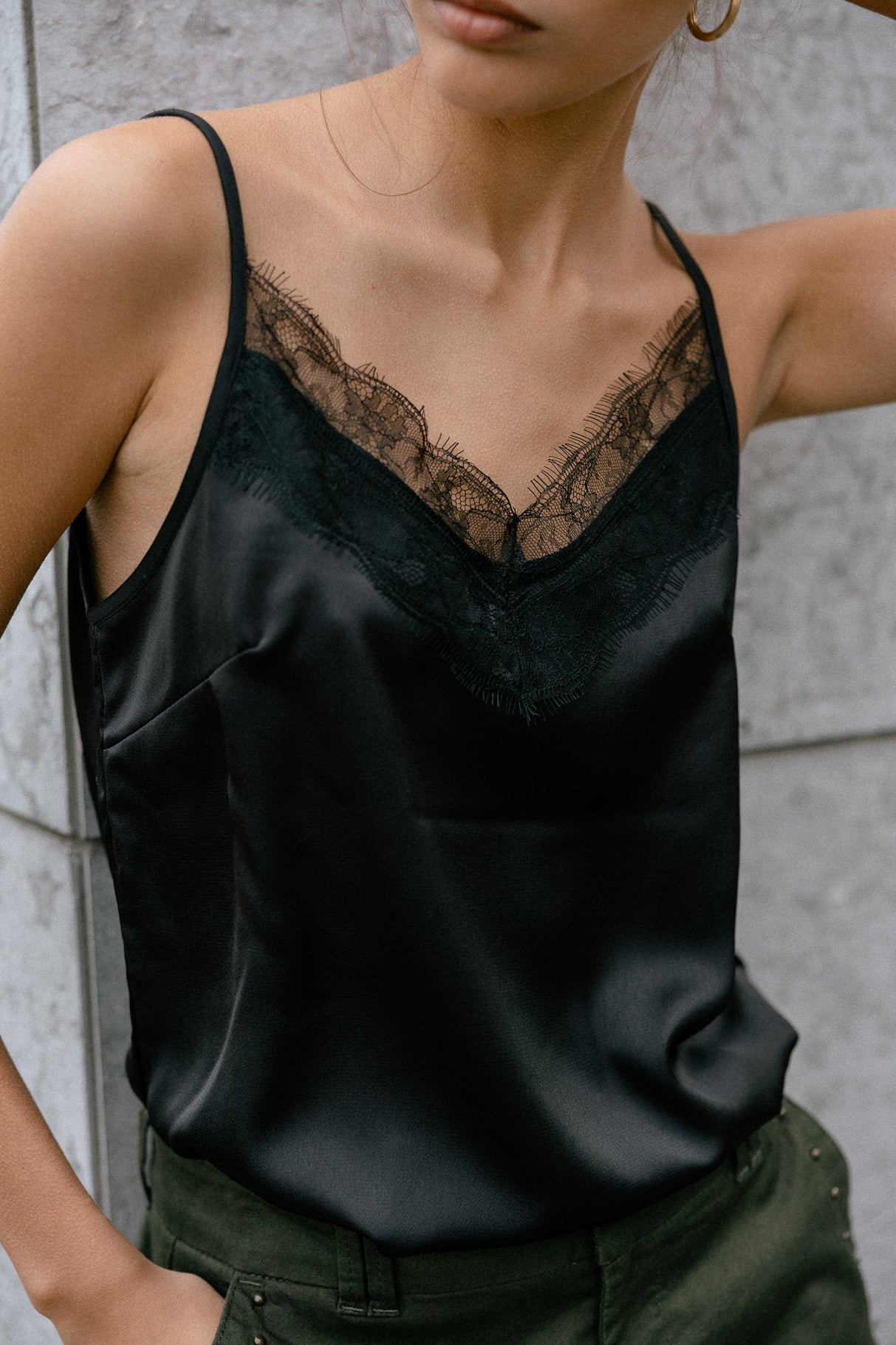 Nightie top Woman Thylia Lace Fabric Mix black | Freeman T. Porter