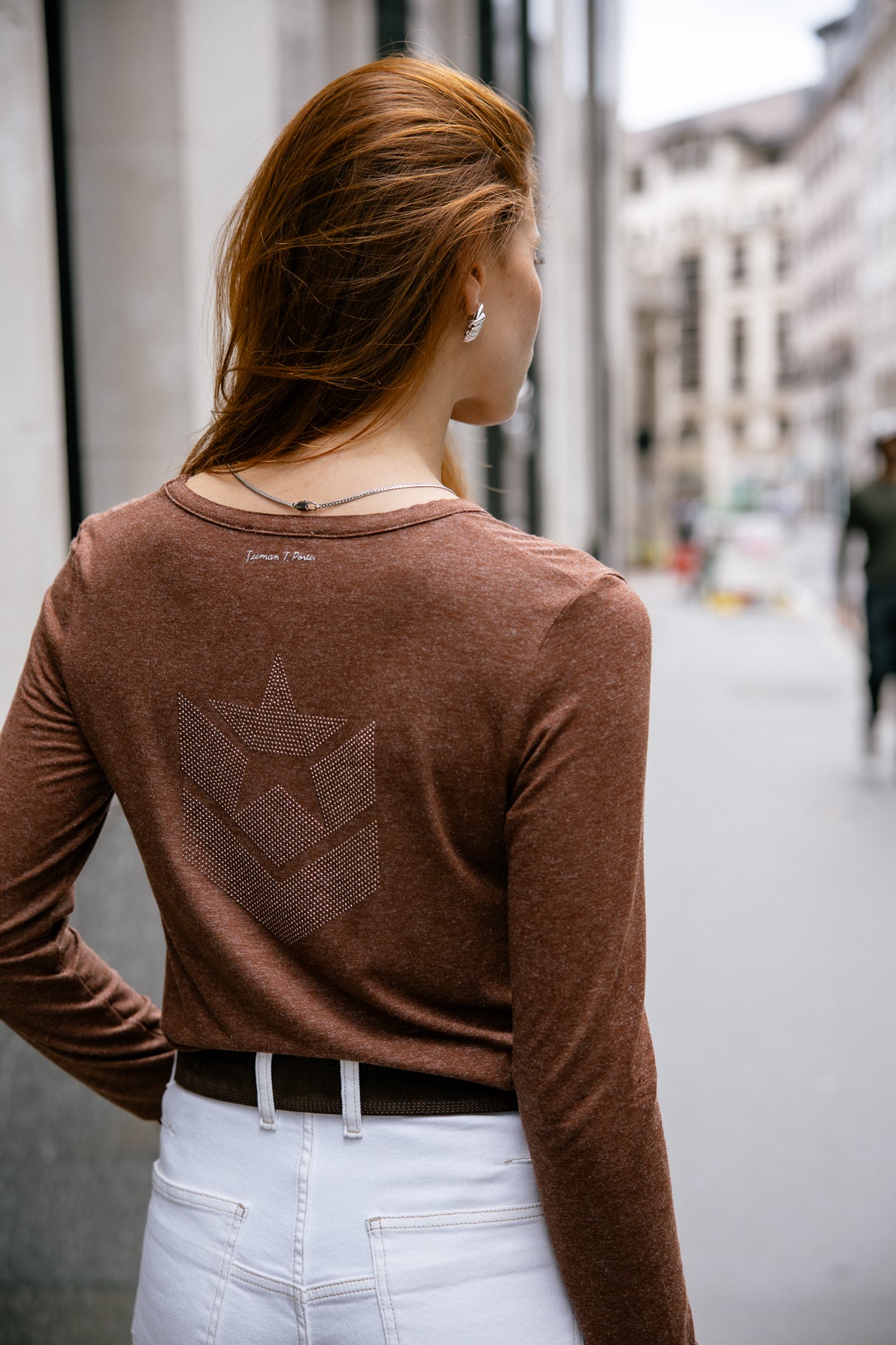 T-shirt logo en strass Femme Torina Icon cappuccino | Freeman T. Porter