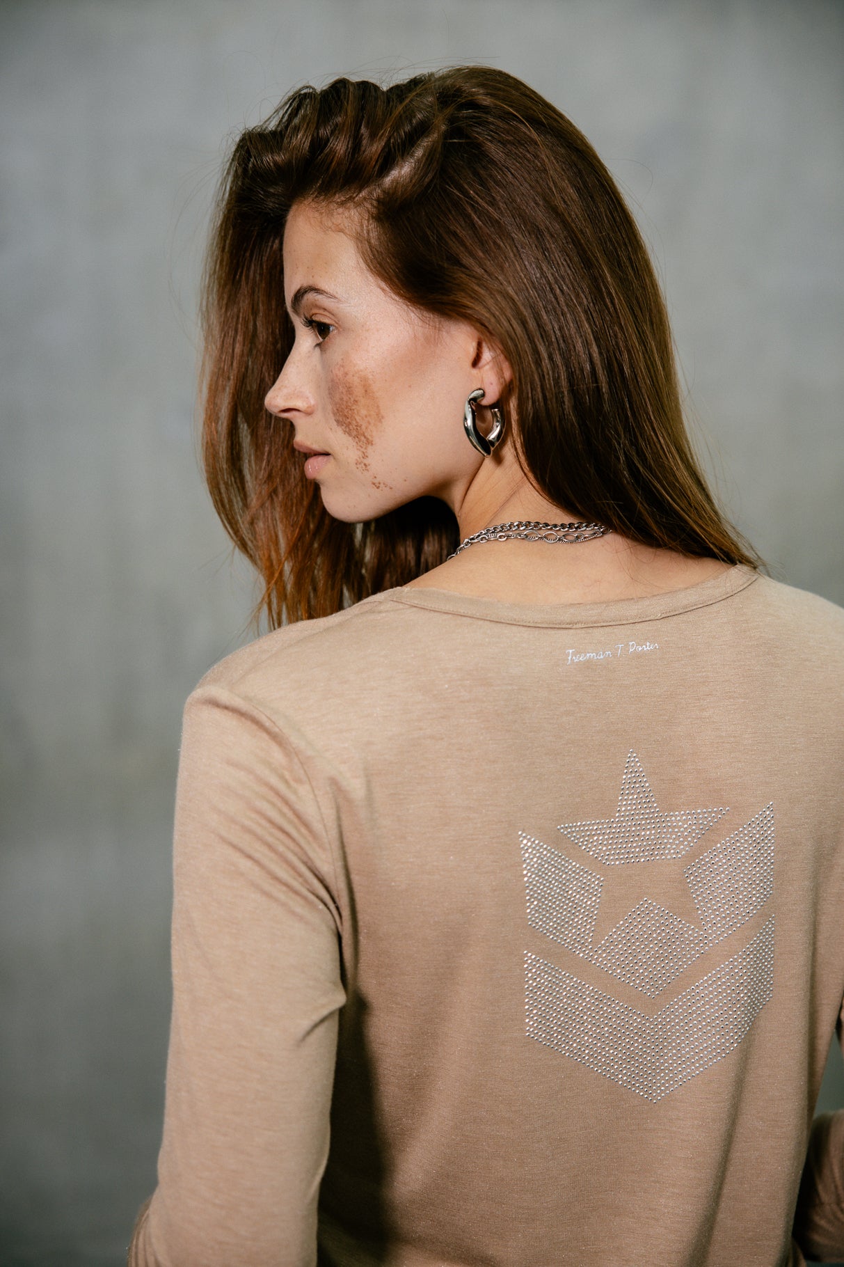 T-shirt logo en strass Femme Torina Icon beige | Freeman T. Porter