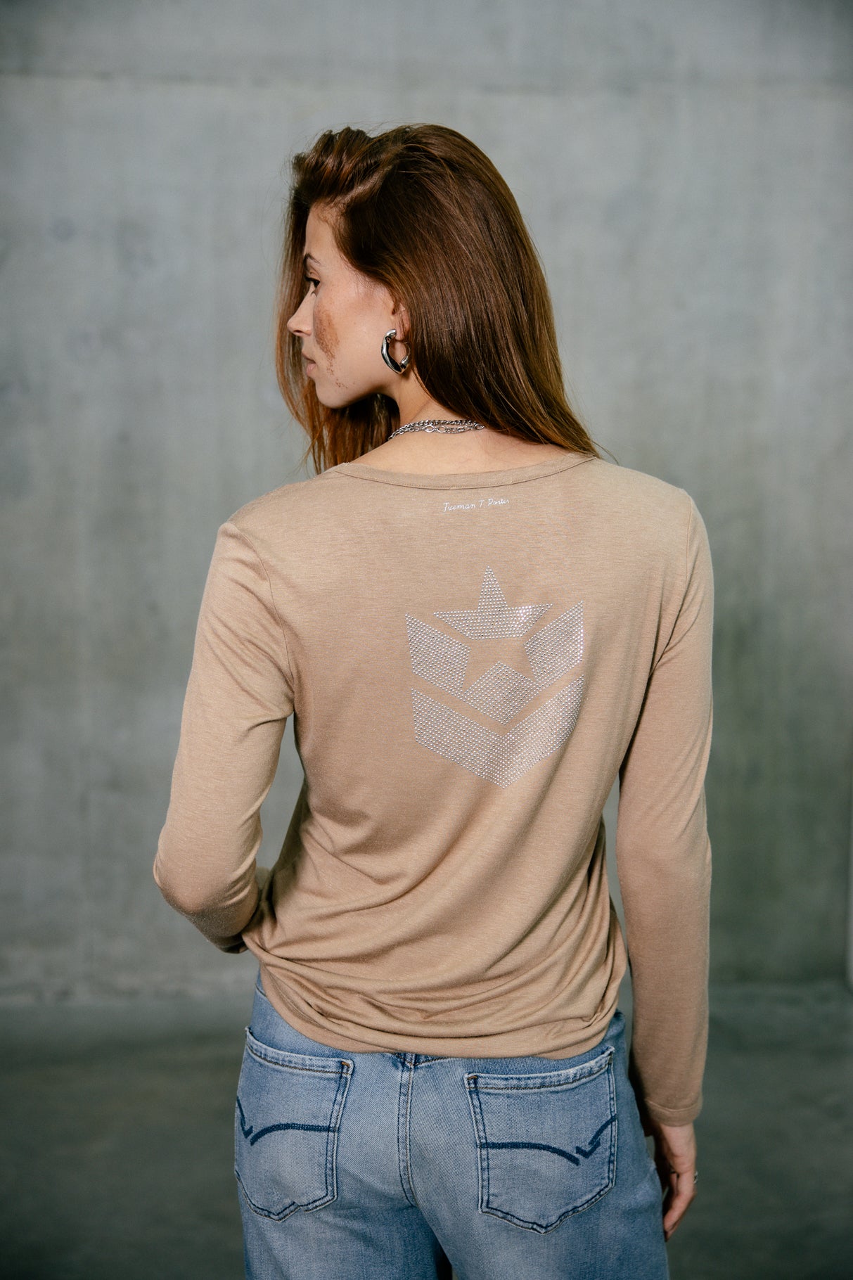 T-shirt logo en strass Femme Torina Icon beige | Freeman T. Porter