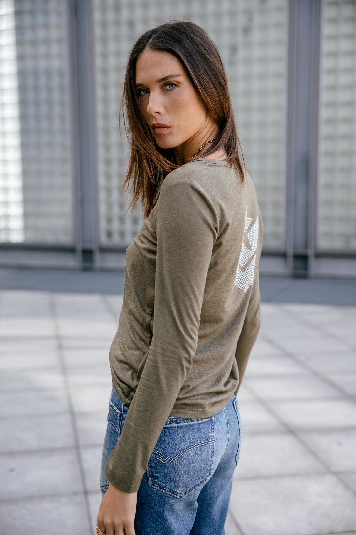 T-shirt logo en strass Femme Torina Icon ivy green | Freeman T. Porter