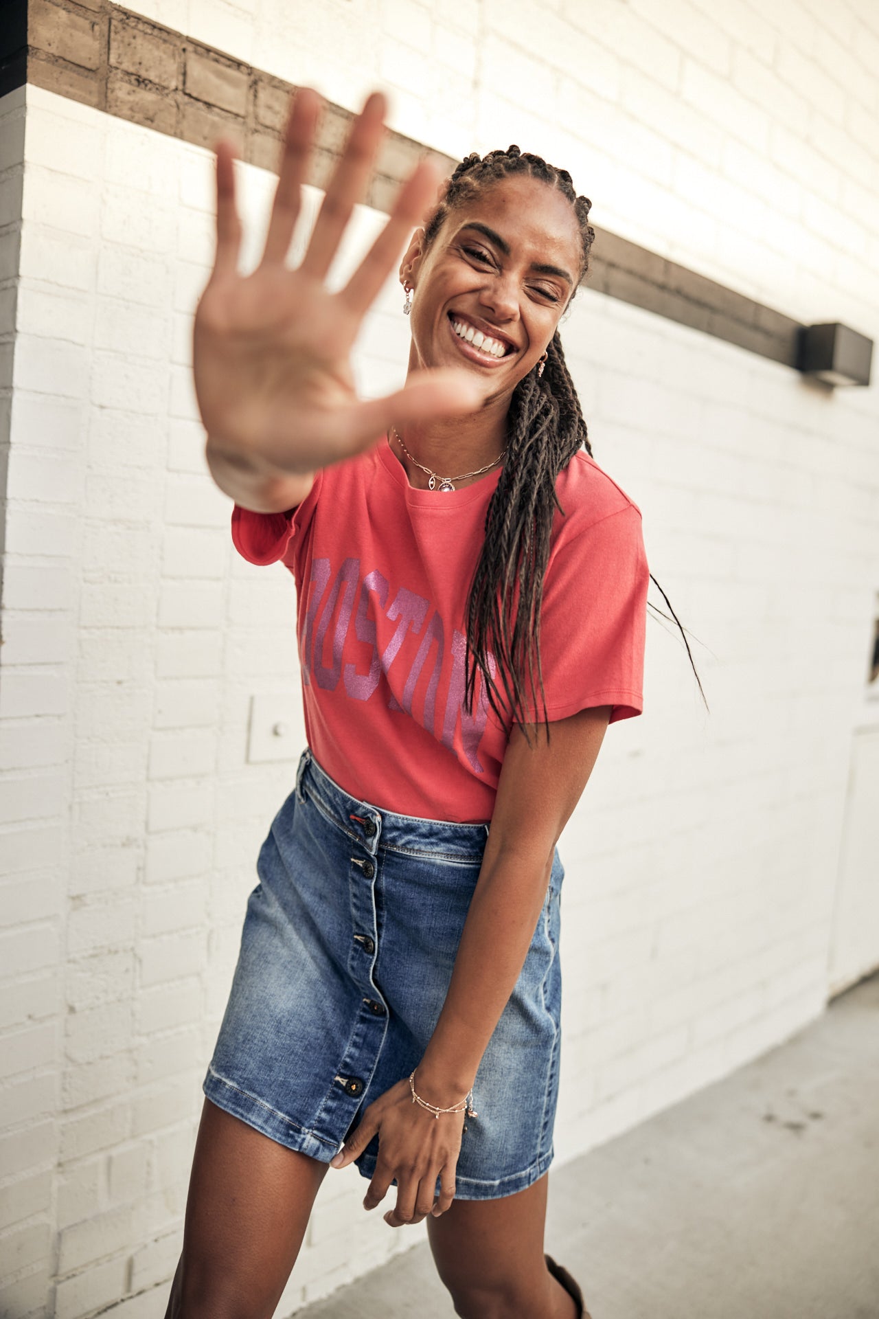 T-Shirt manches courtes Woman Suria Print Boston cayenne | Freeman T. Porter