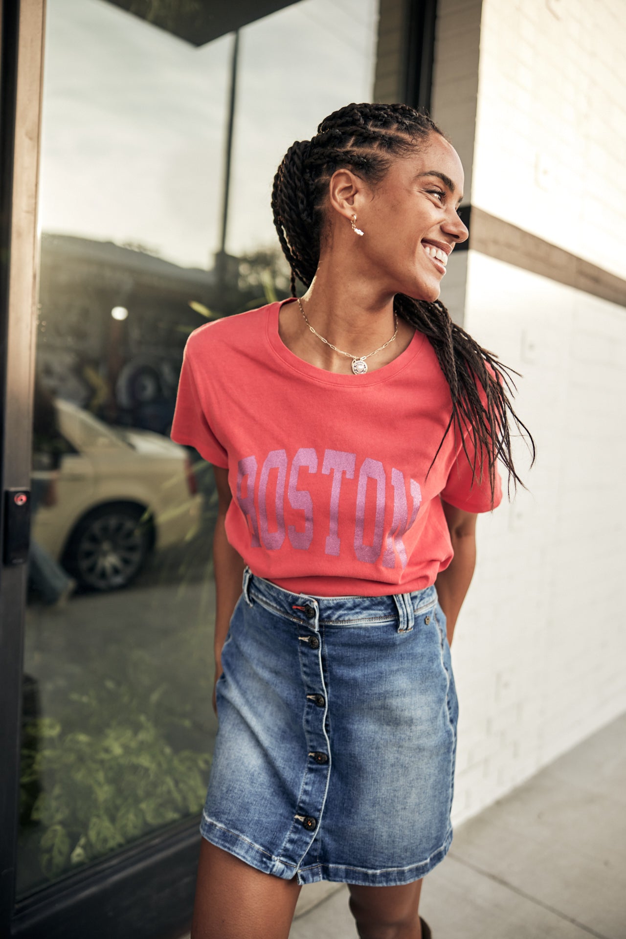 T-Shirt manches courtes Woman Suria Print Boston cayenne | Freeman T. Porter