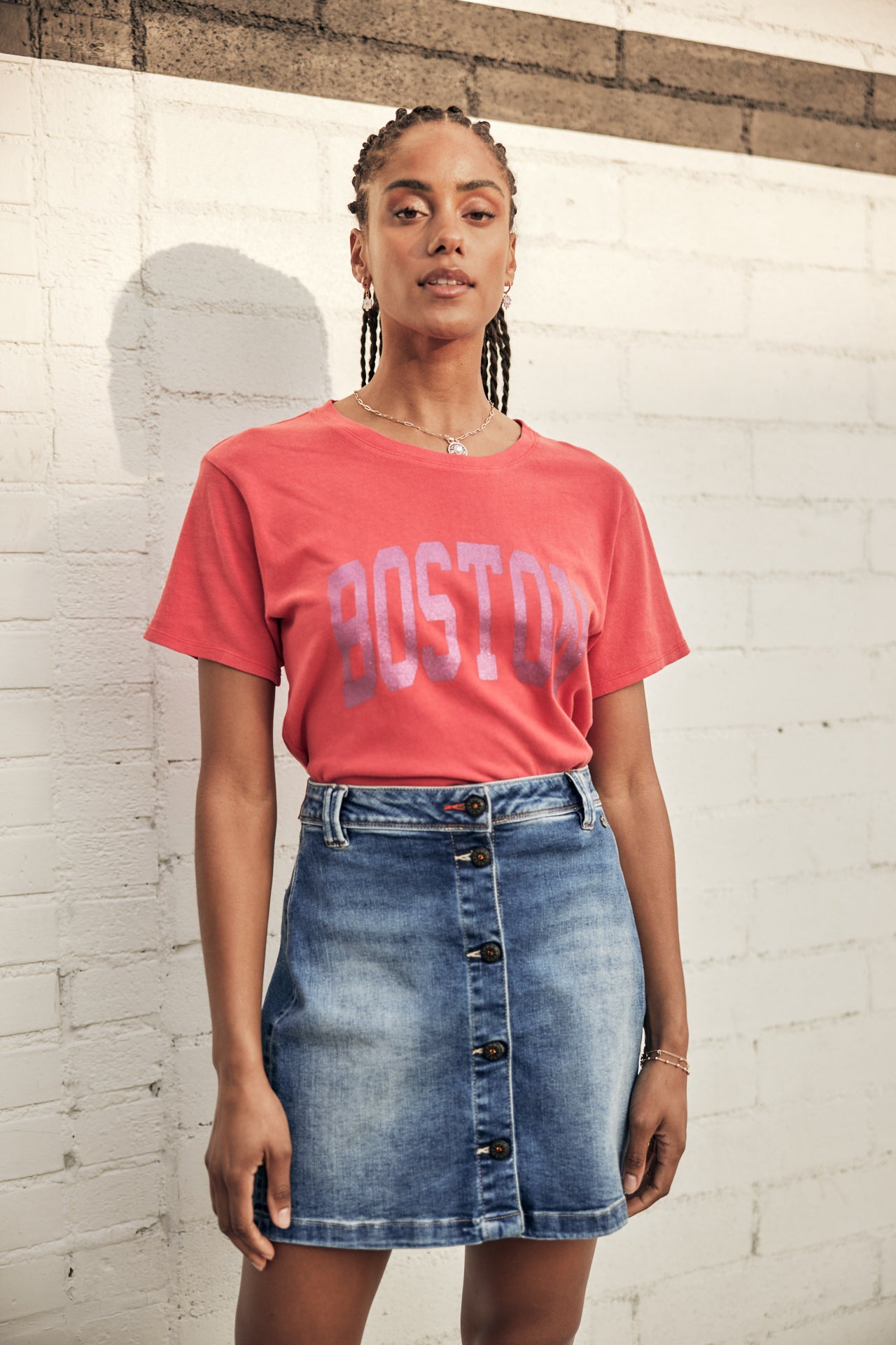 T-Shirt manches courtes Woman Suria Print Boston cayenne | Freeman T. Porter