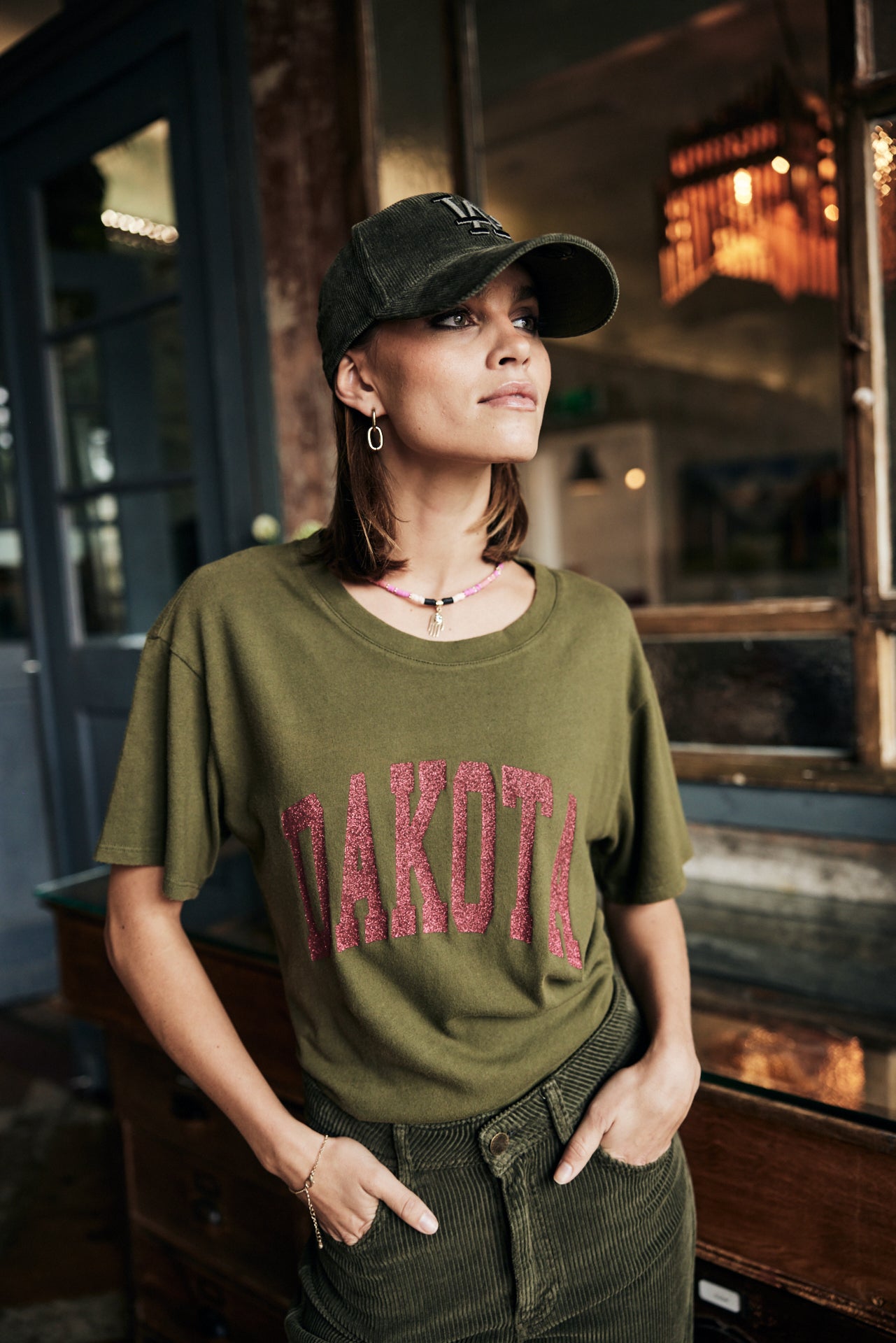 T-Shirt manches courtes Femme Suria Print Dakota khaki | Freeman T. Porter