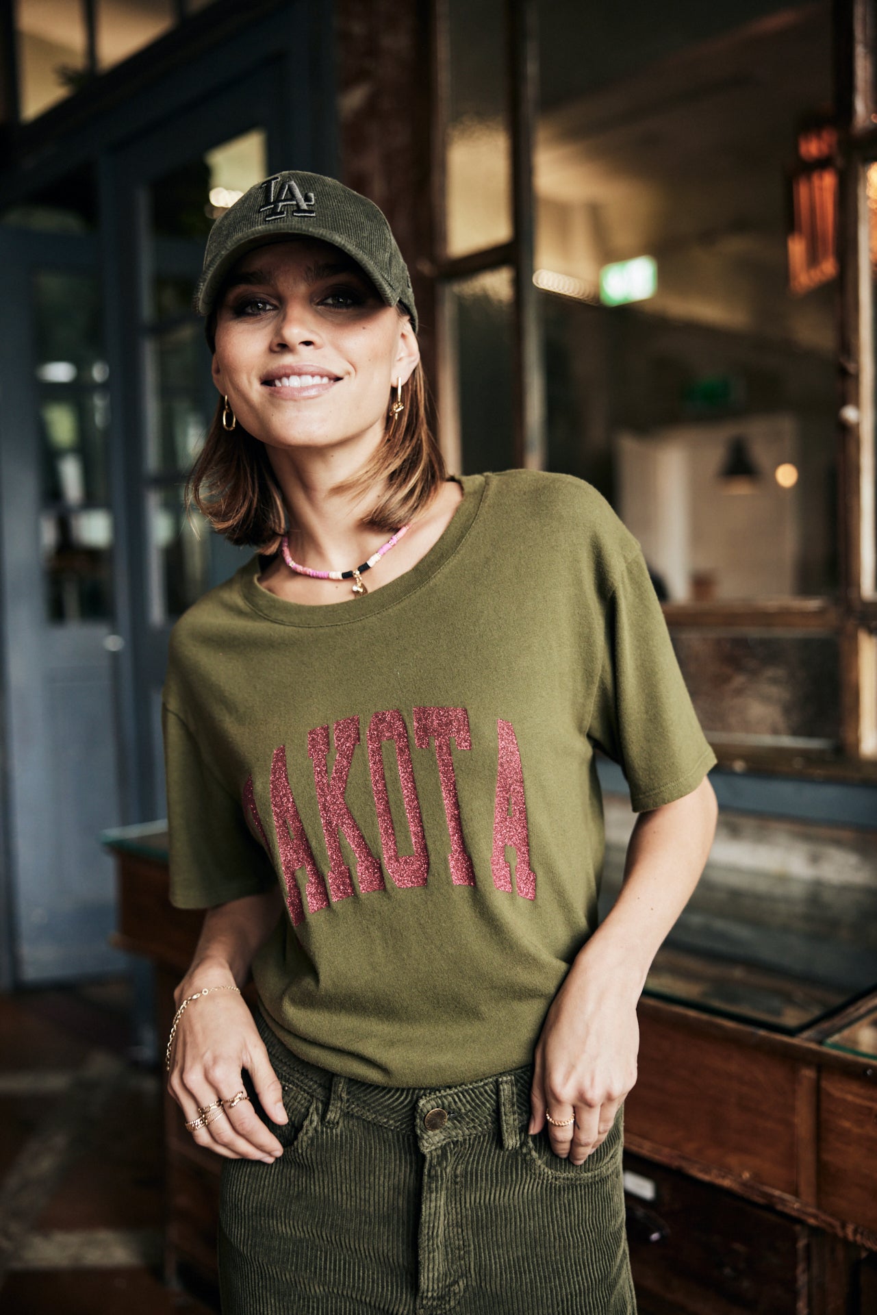 T-Shirt manches courtes Femme Suria Print Dakota khaki | Freeman T. Porter