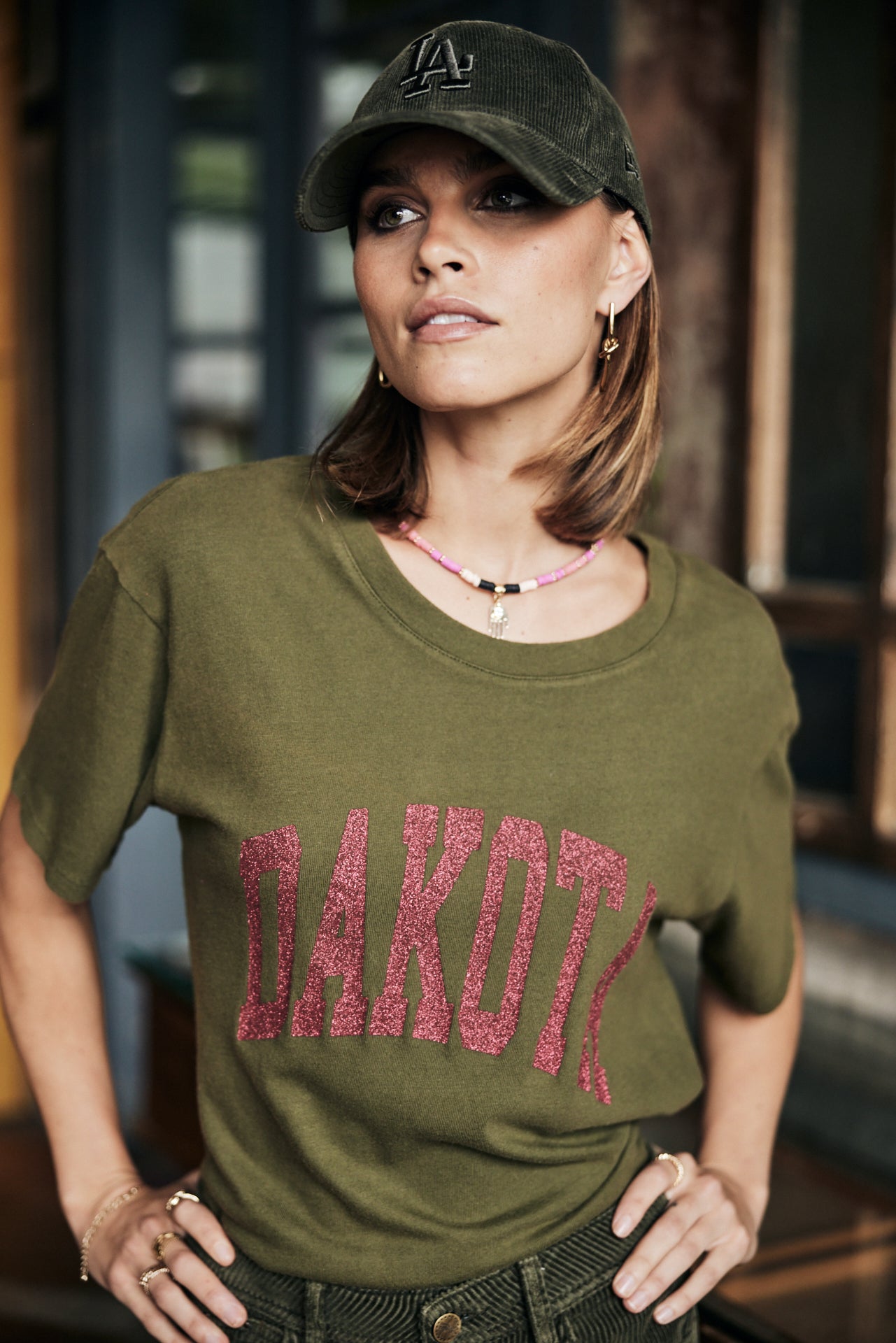 T-Shirt manches courtes Femme Suria Print Dakota khaki | Freeman T. Porter