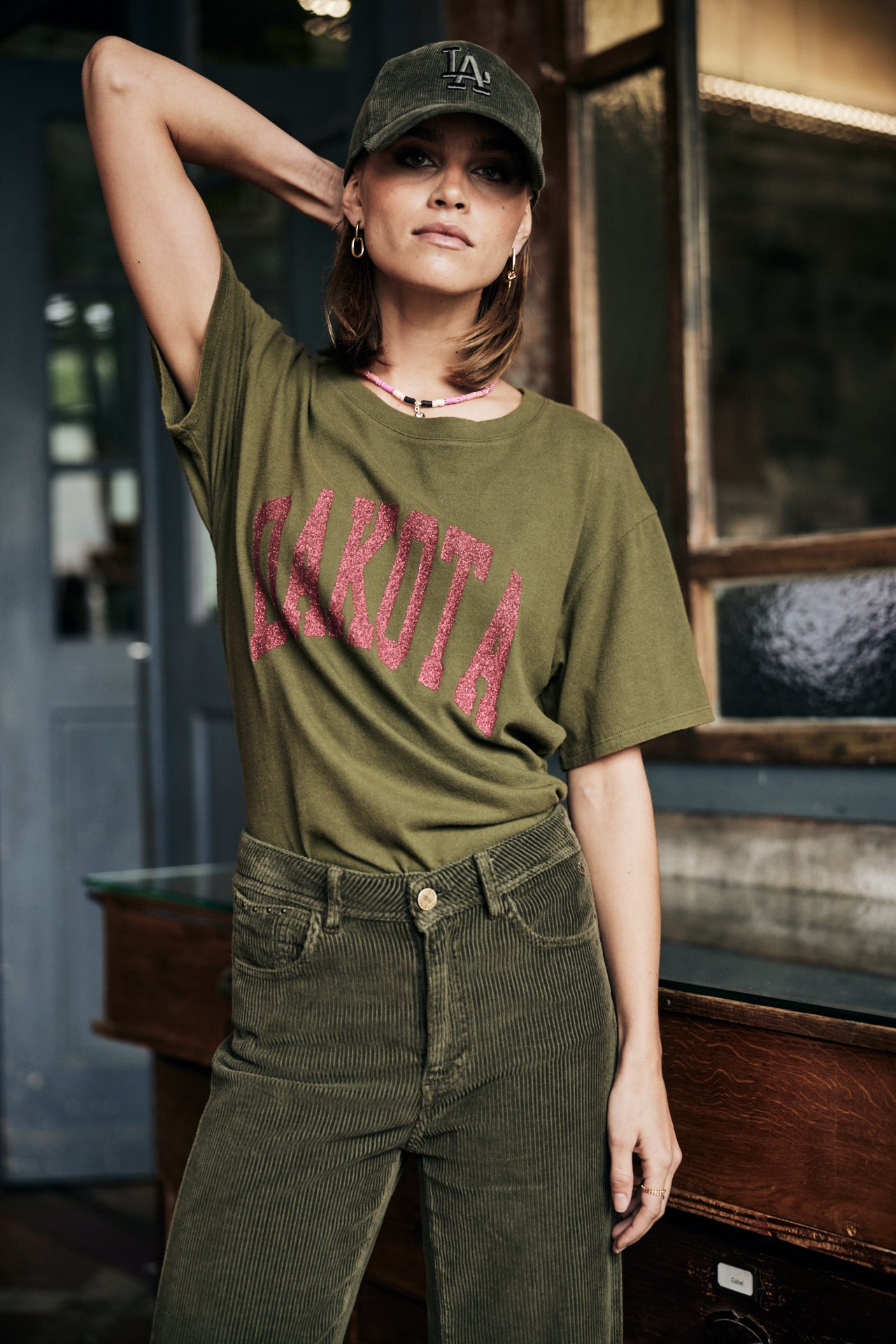 T-Shirt manches courtes Femme Suria Print Dakota khaki | Freeman T. Porter