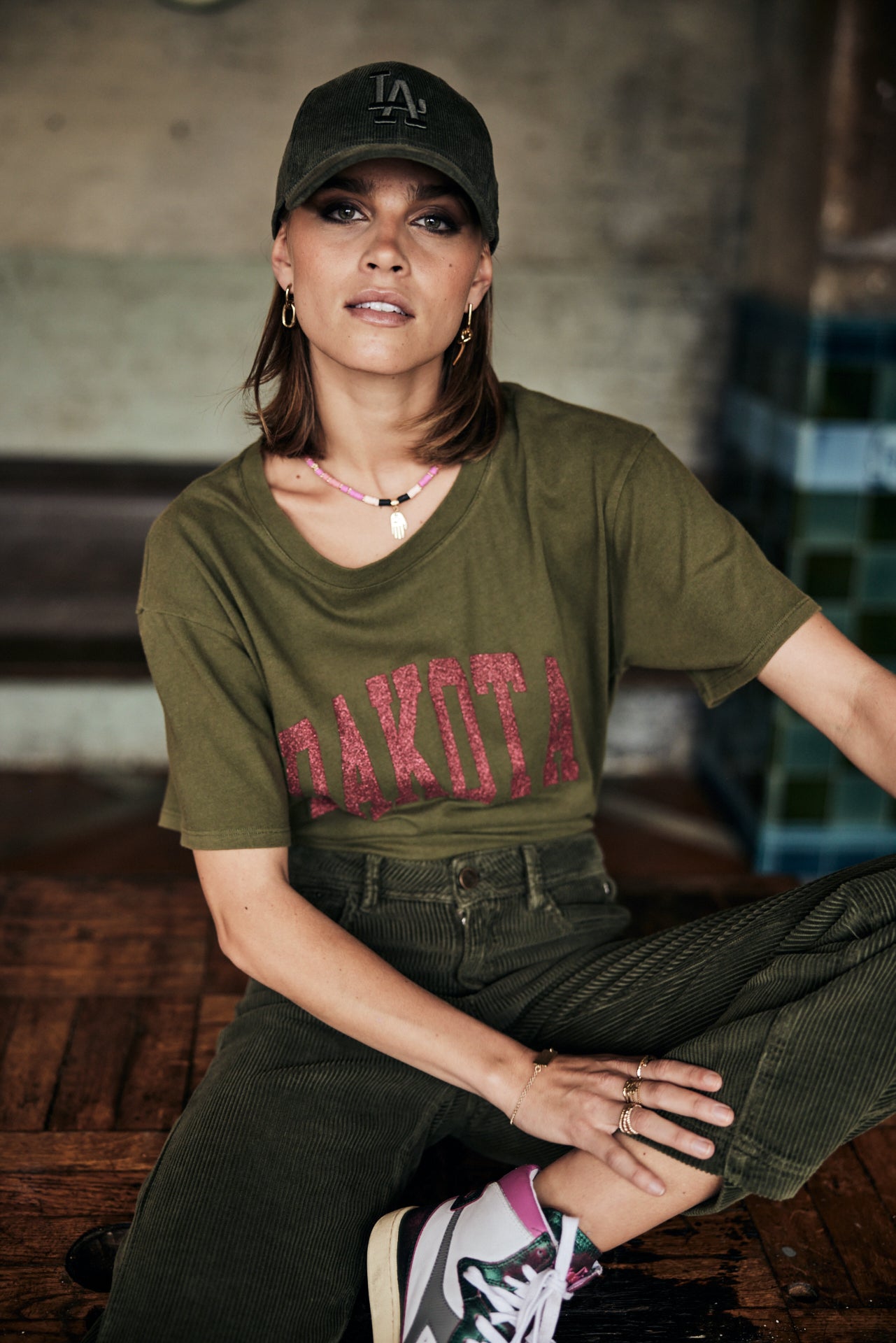 T-Shirt manches courtes Femme Suria Print Dakota khaki | Freeman T. Porter