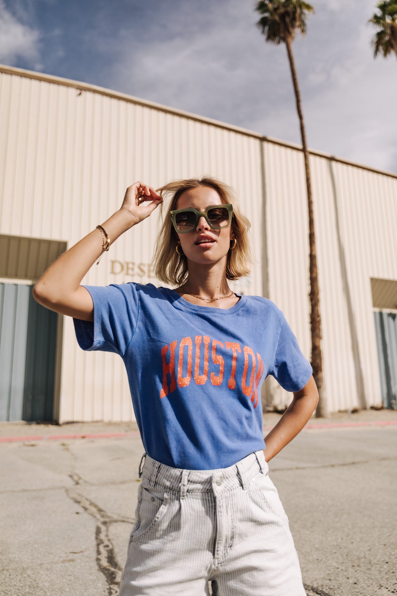 T-Shirt manches courtes Femme Suria Print Houston princess blue | Freeman T. Porter