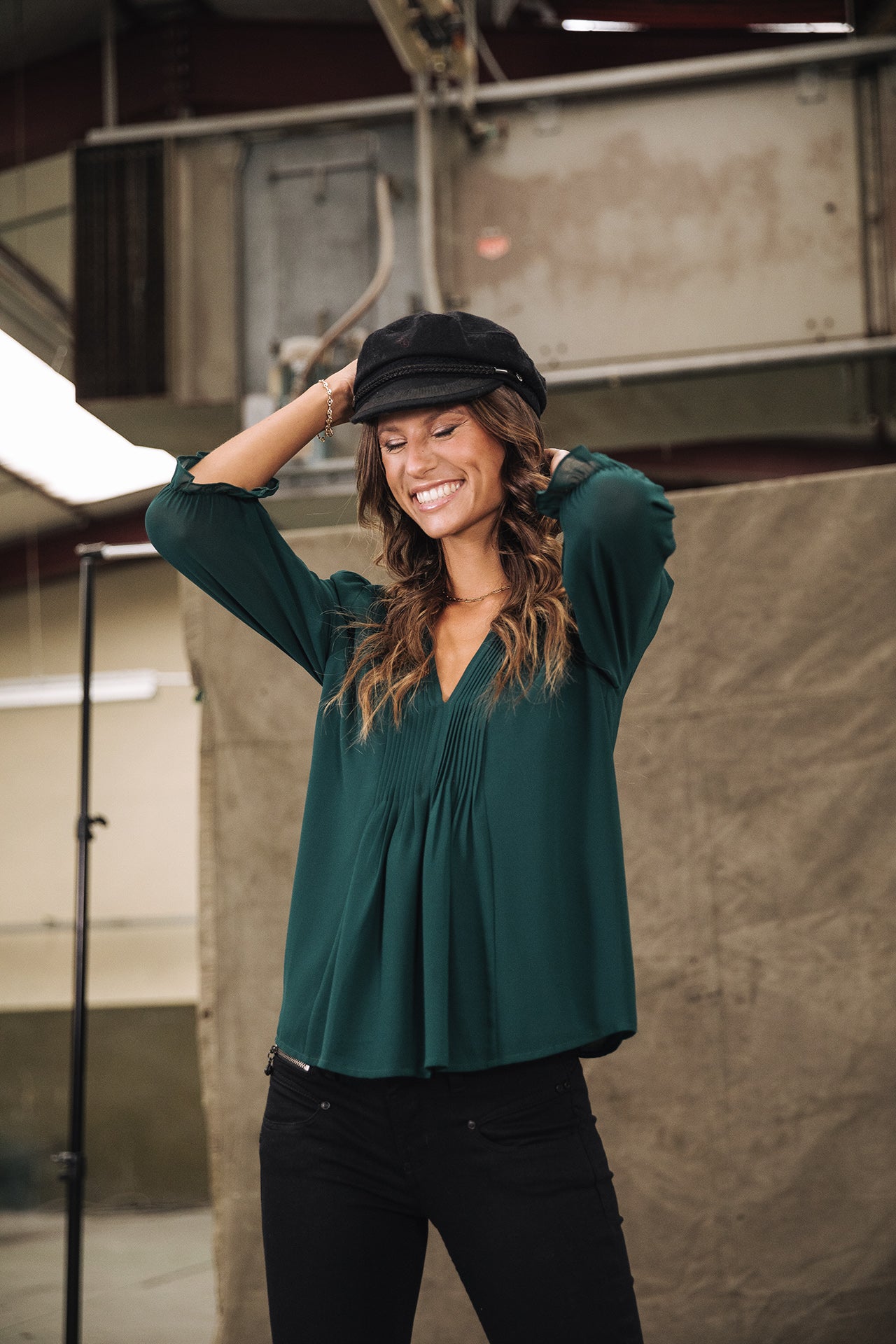 Top manches 3/4 Femme Kamille Voile deep teal | Freeman T. Porter