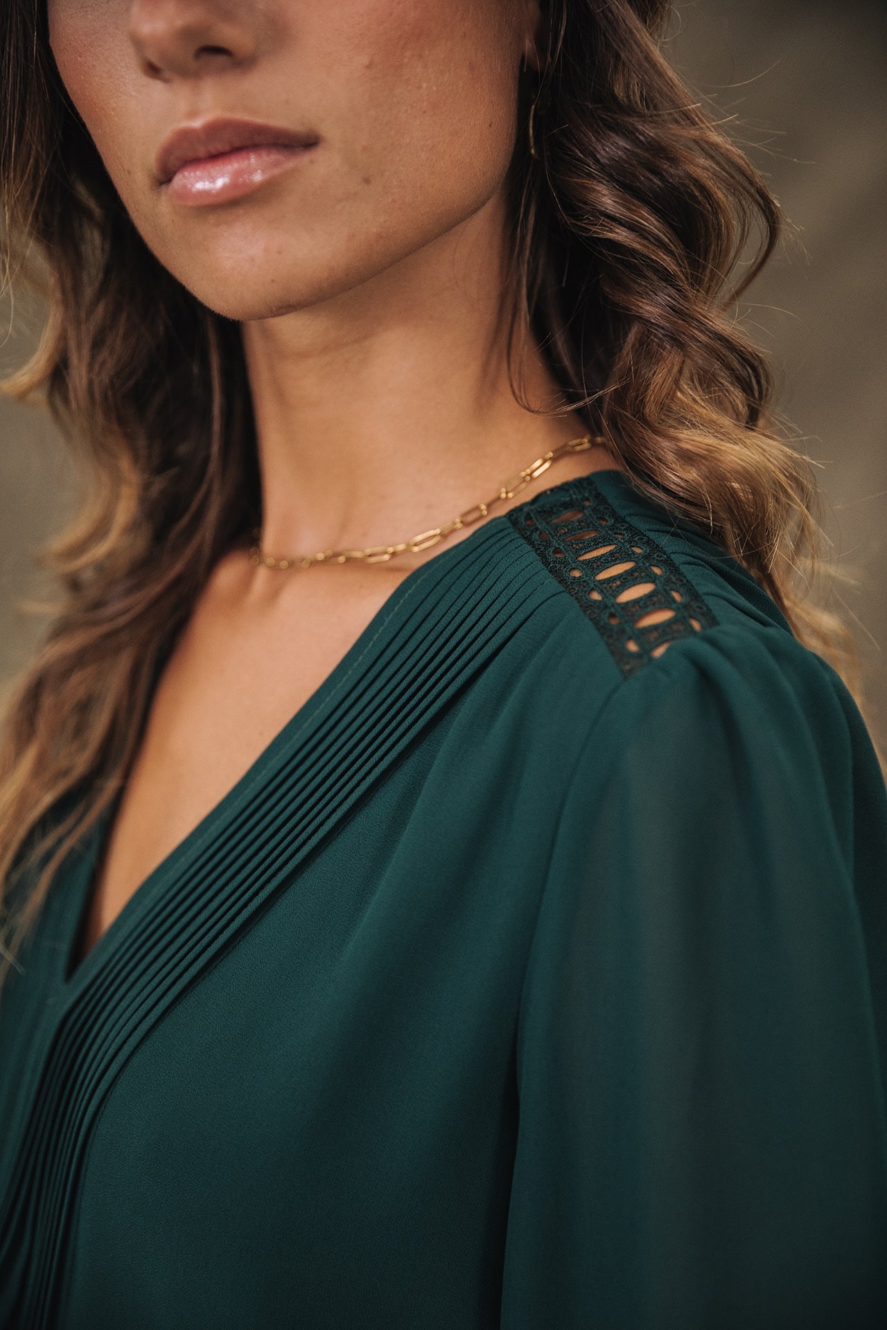 Top manches 3/4 Femme Kamille Voile deep teal | Freeman T. Porter